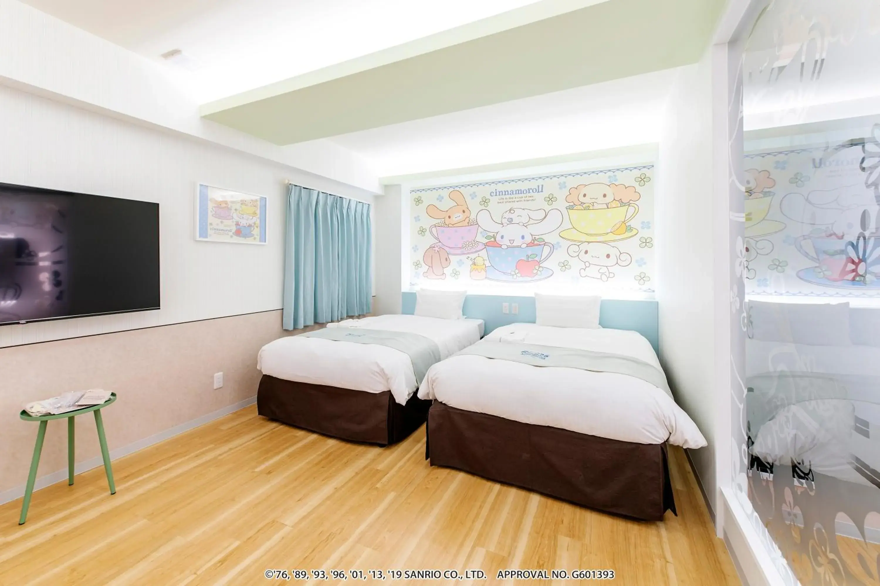 Bed in Hotel Okinawa With Sanrio Characters