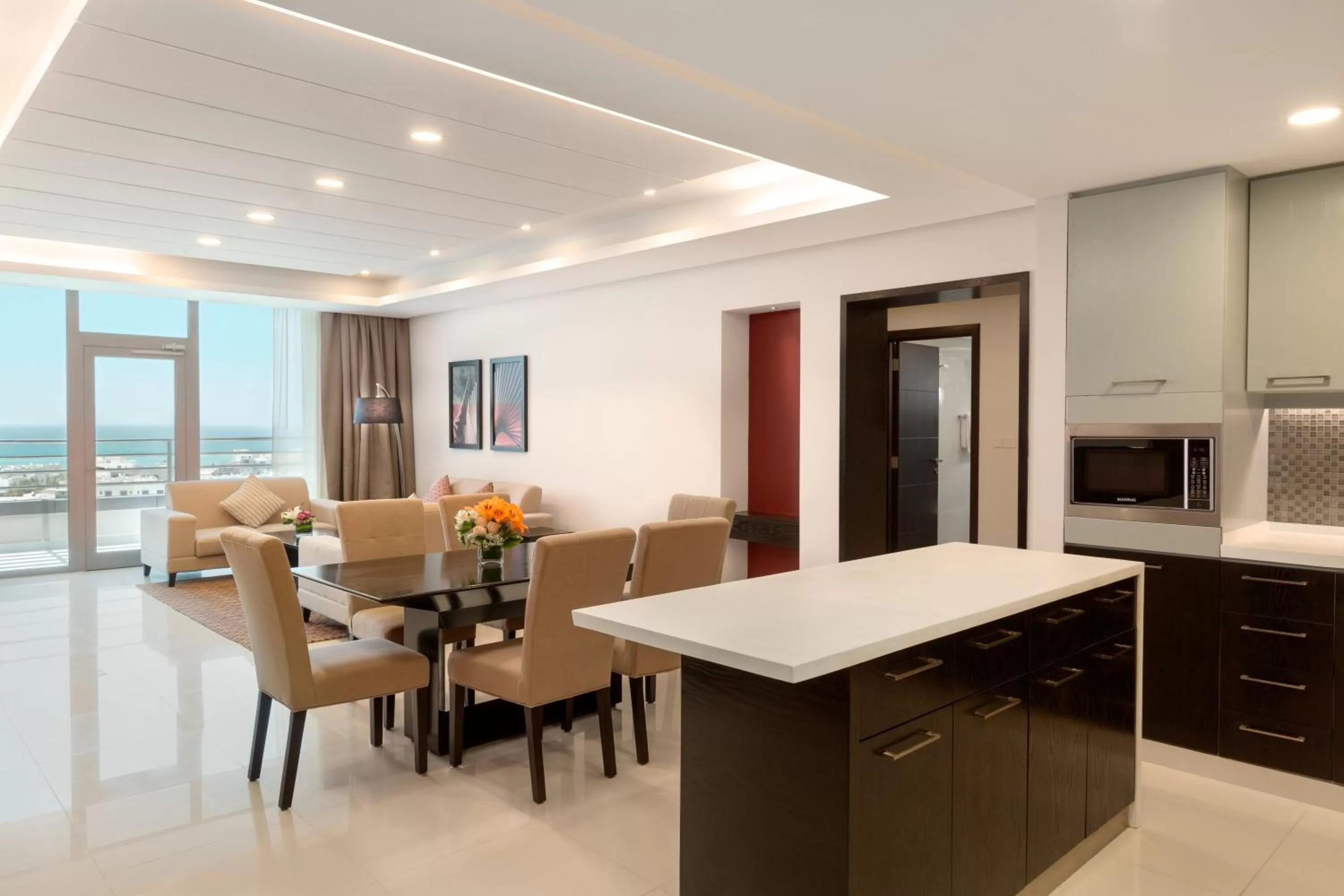 Kitchen or kitchenette in Ramada Hotel and Suites Amwaj Islands