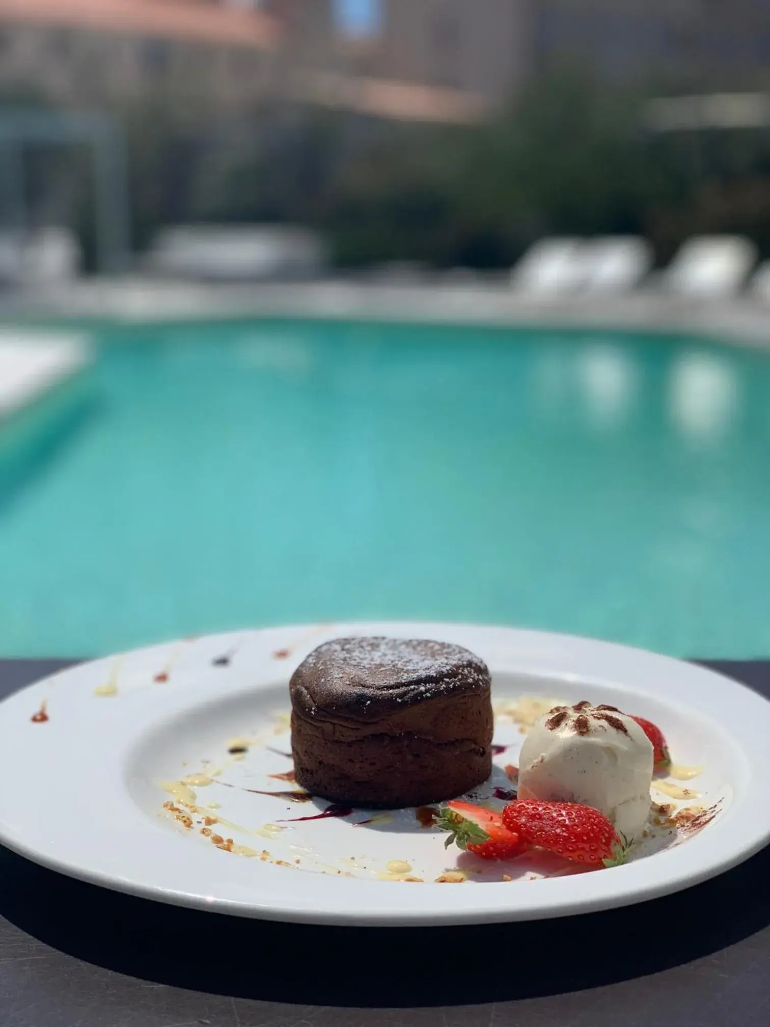 Food close-up, Swimming Pool in Hotel Spa Genovese