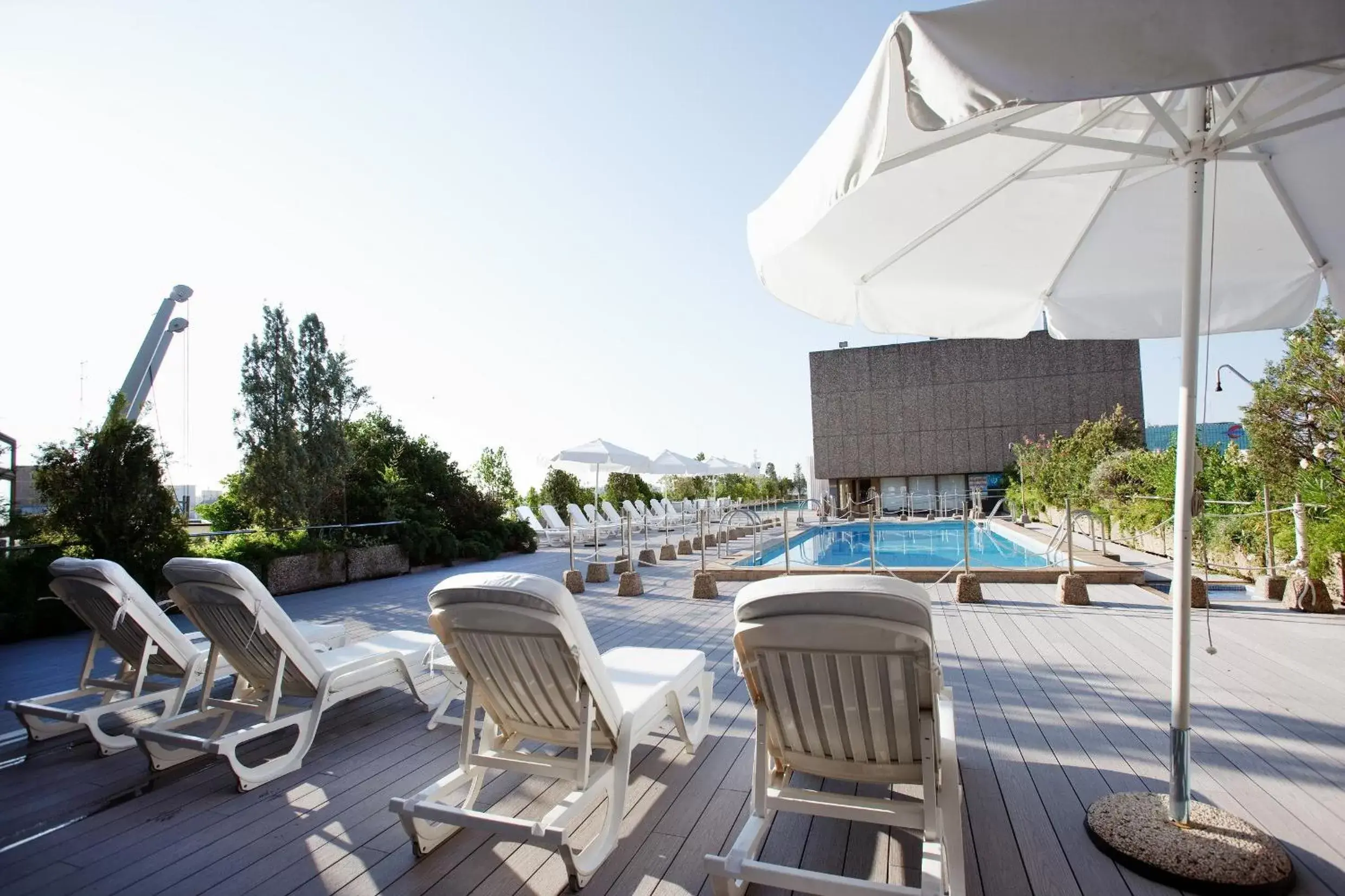 Balcony/Terrace, Swimming Pool in Hotel Palafox