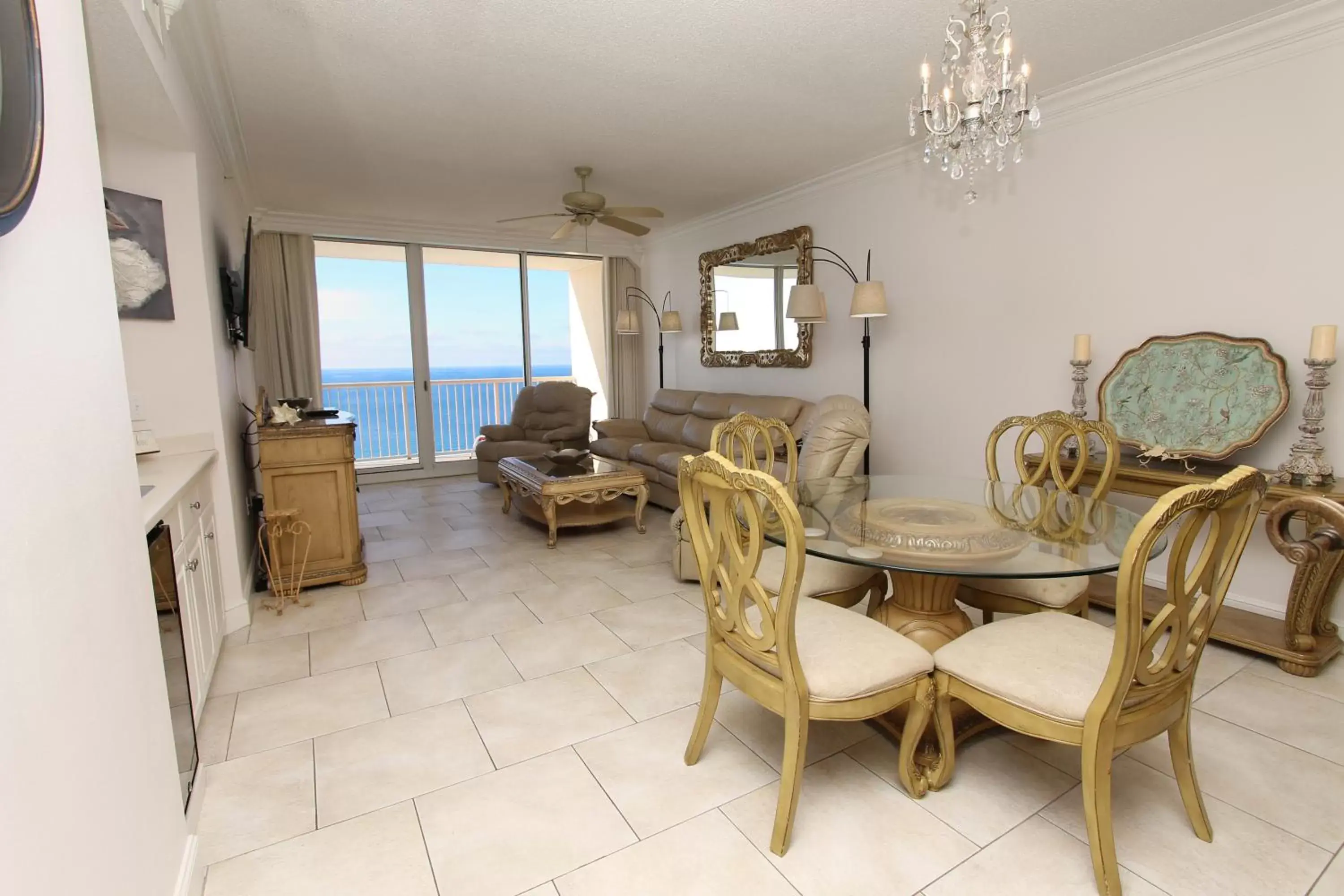 Living room, Dining Area in Majestic Beach Resort, Panama City Beach, Fl