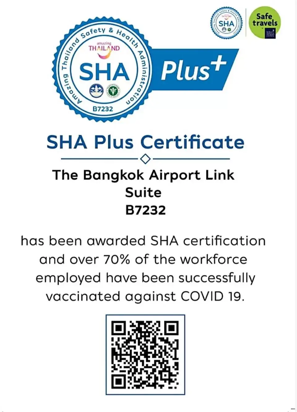 Logo/Certificate/Sign in The Bangkok Airport Link Suite - SHA Plus