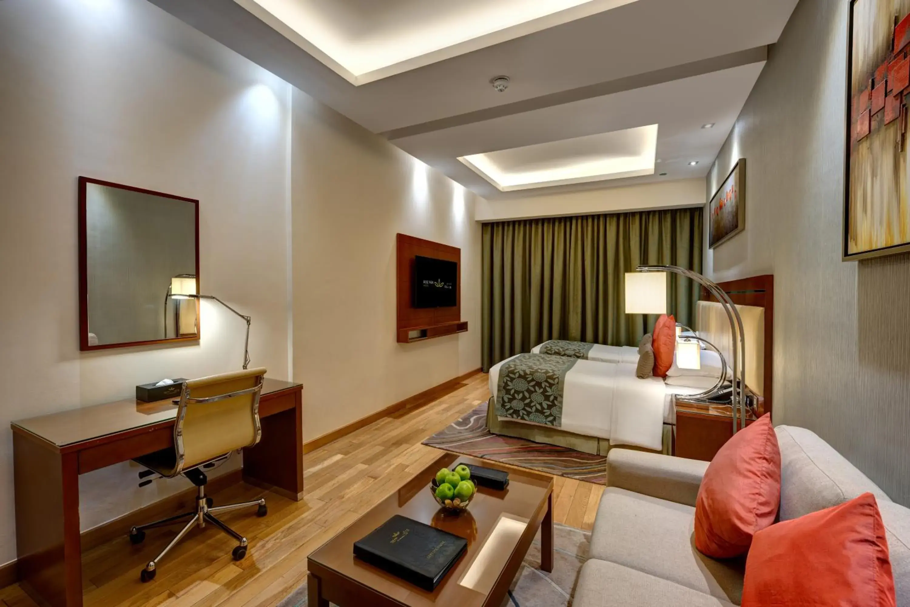 Bed, Seating Area in Rose Park Hotel - Al Barsha, Opposite Metro Station