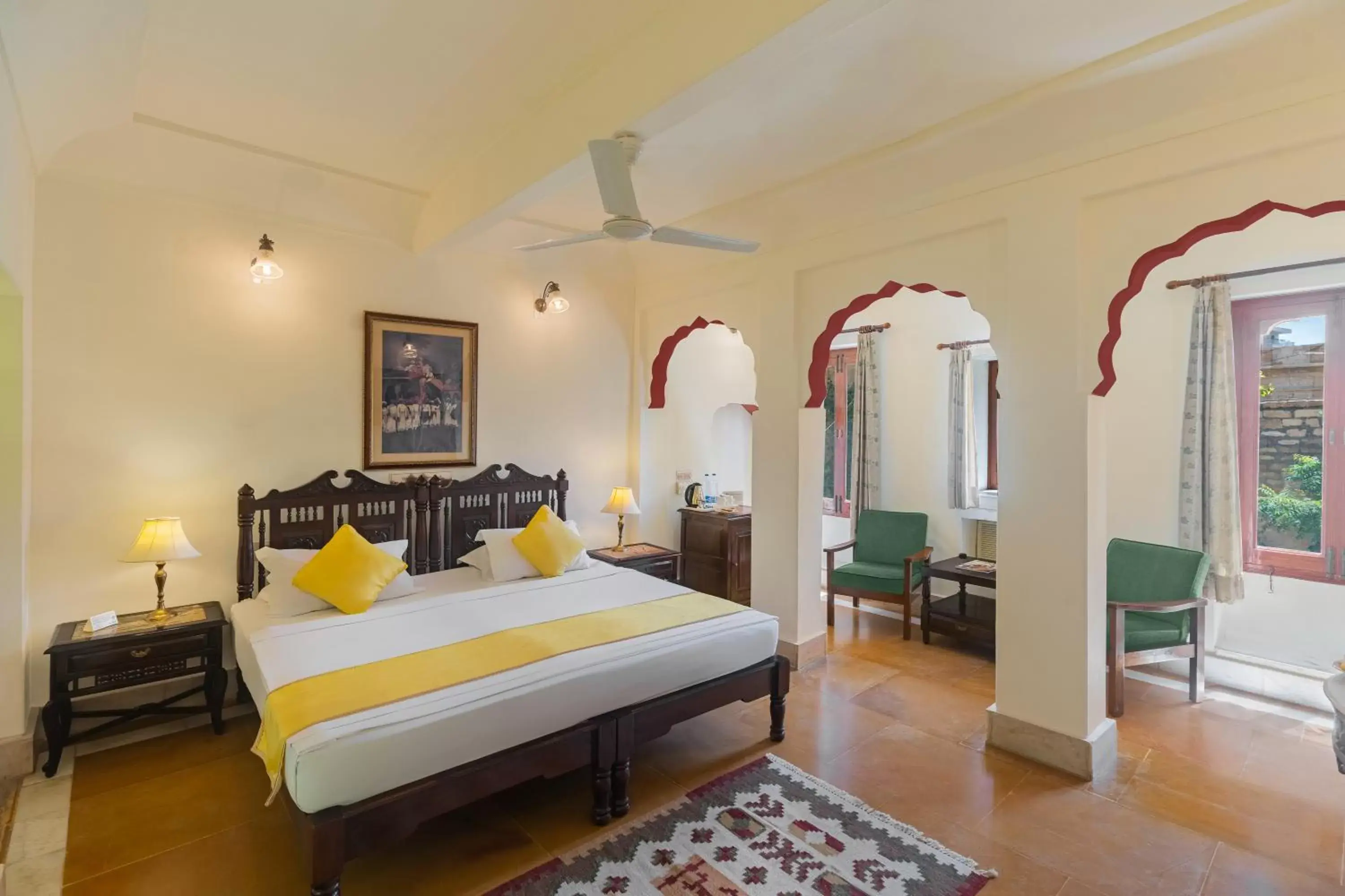 Bedroom, Bed in WelcomHeritage Mandir Palace