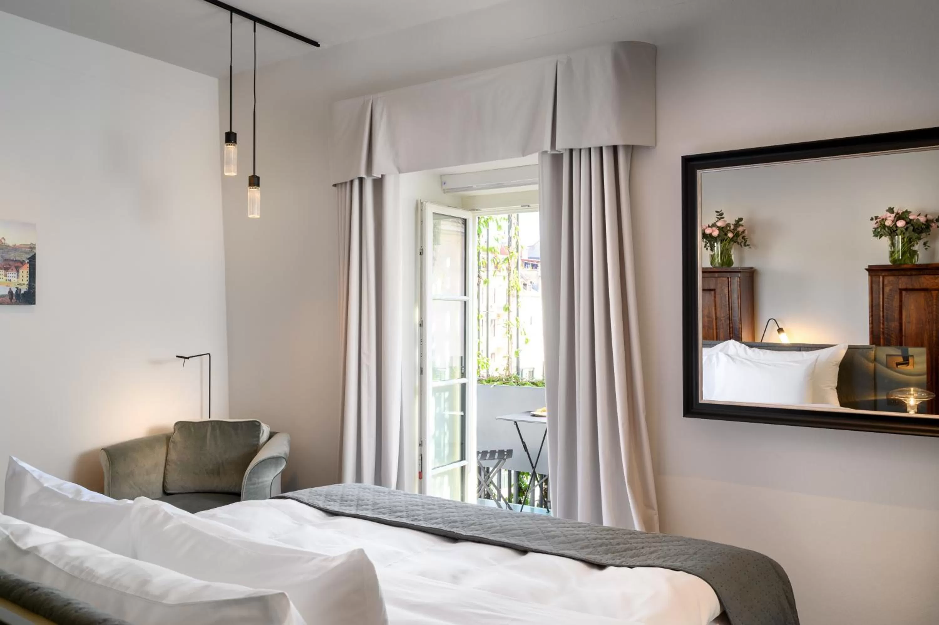 Balcony/Terrace, Bed in Zlata Ladjica Boutique Hotel