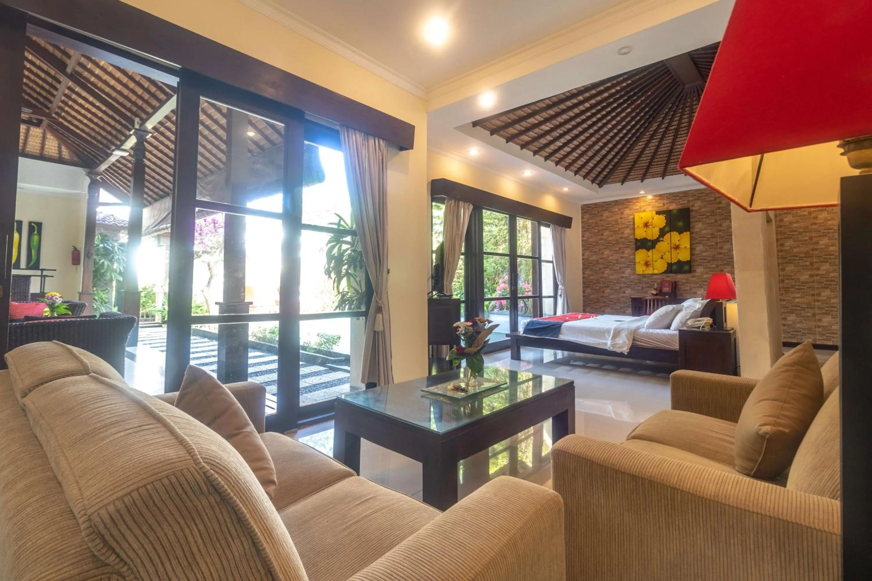 Seating area in Aleesha Villas and Suites