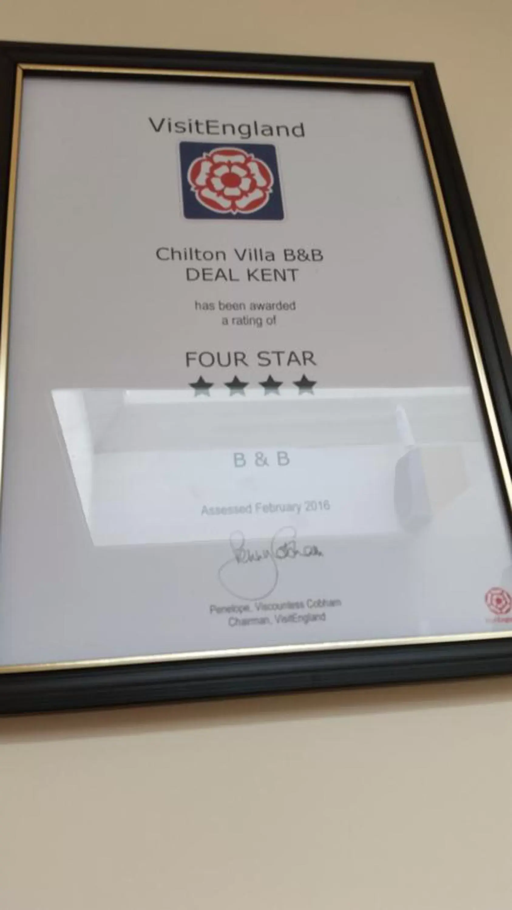 Certificate/Award, Logo/Certificate/Sign/Award in Chilton Villa B&B