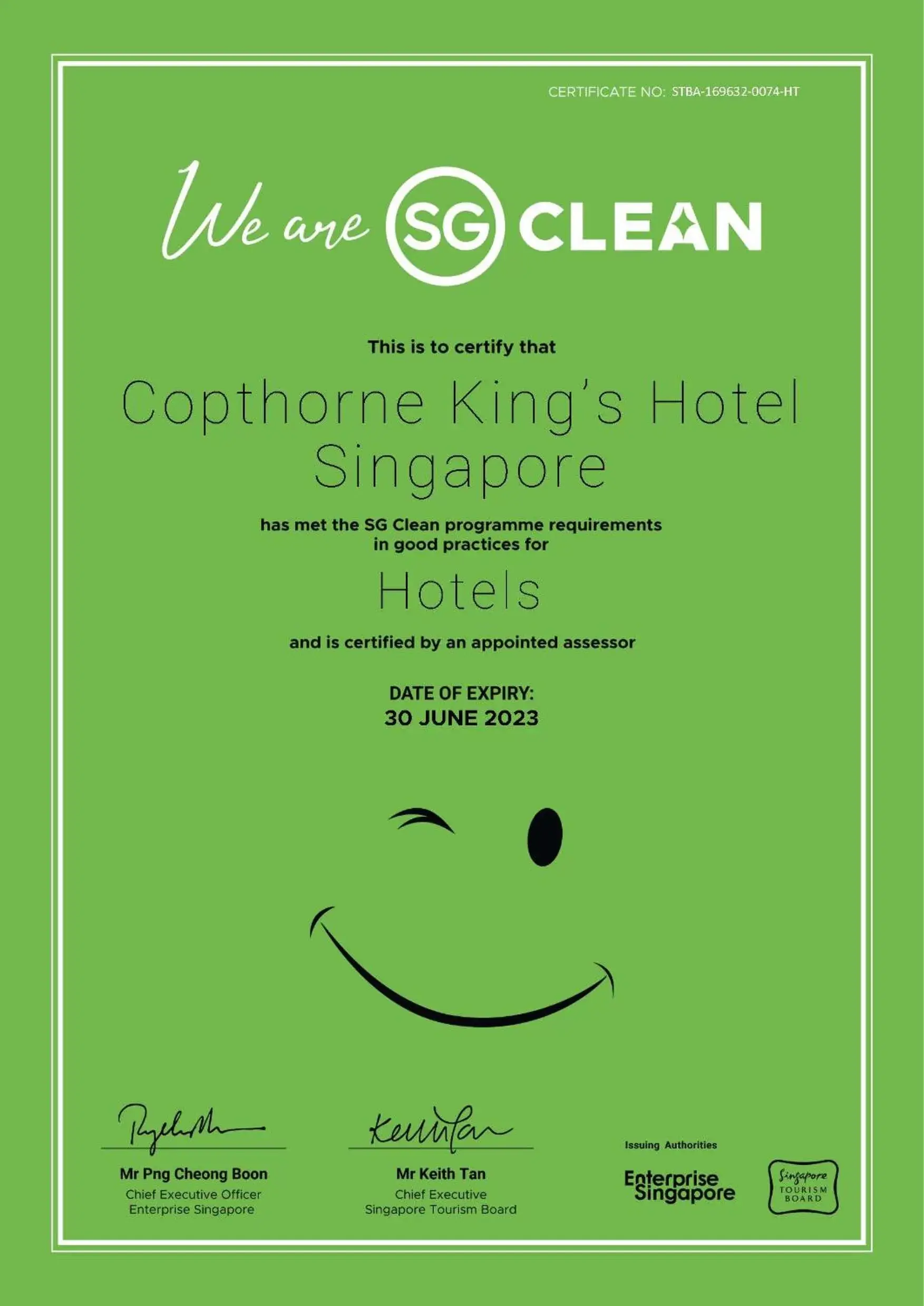 Logo/Certificate/Sign in Copthorne King's Hotel Singapore on Havelock