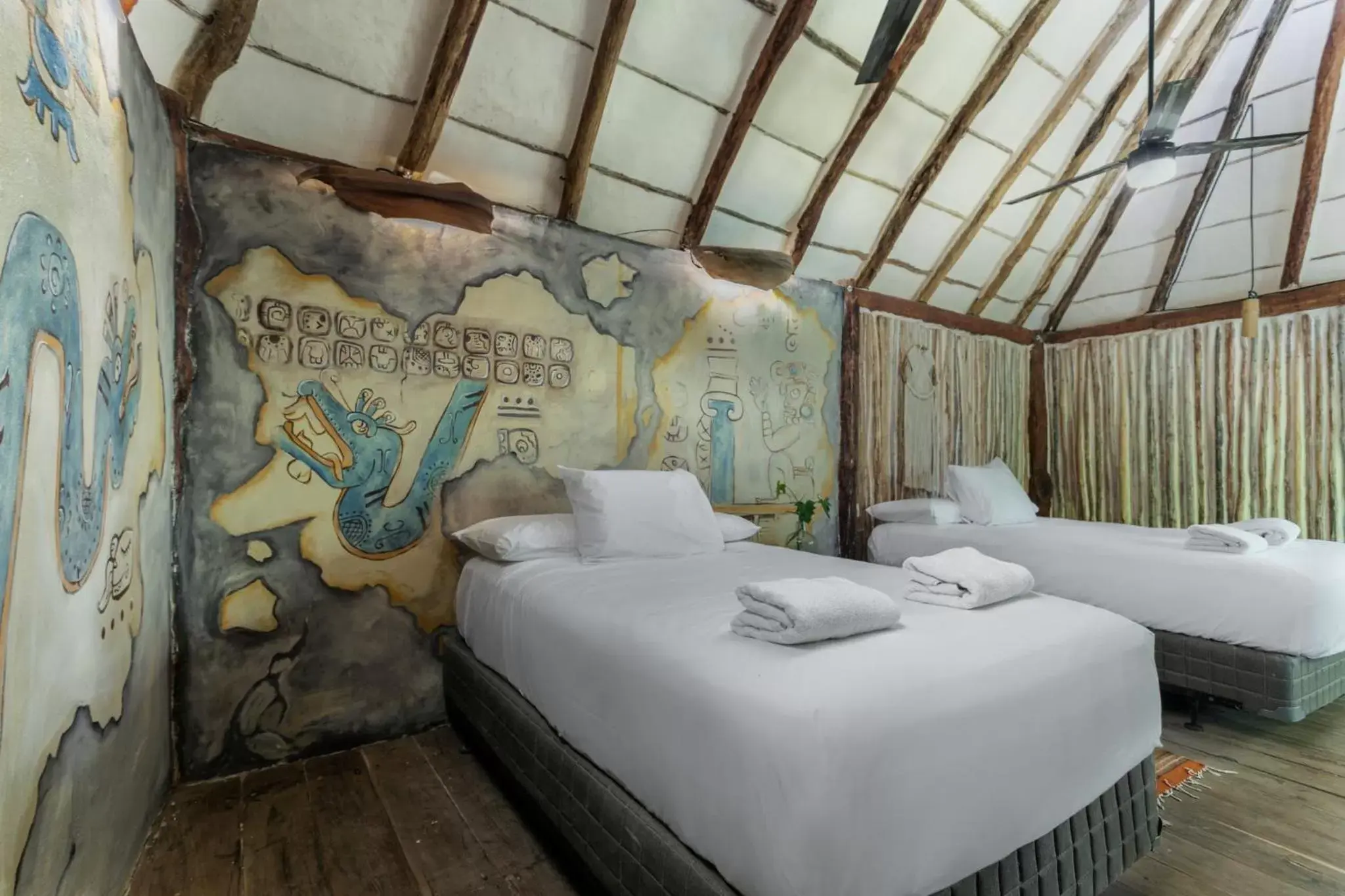 Bed in Hidden Treehouse Tulum Eco-Hotel