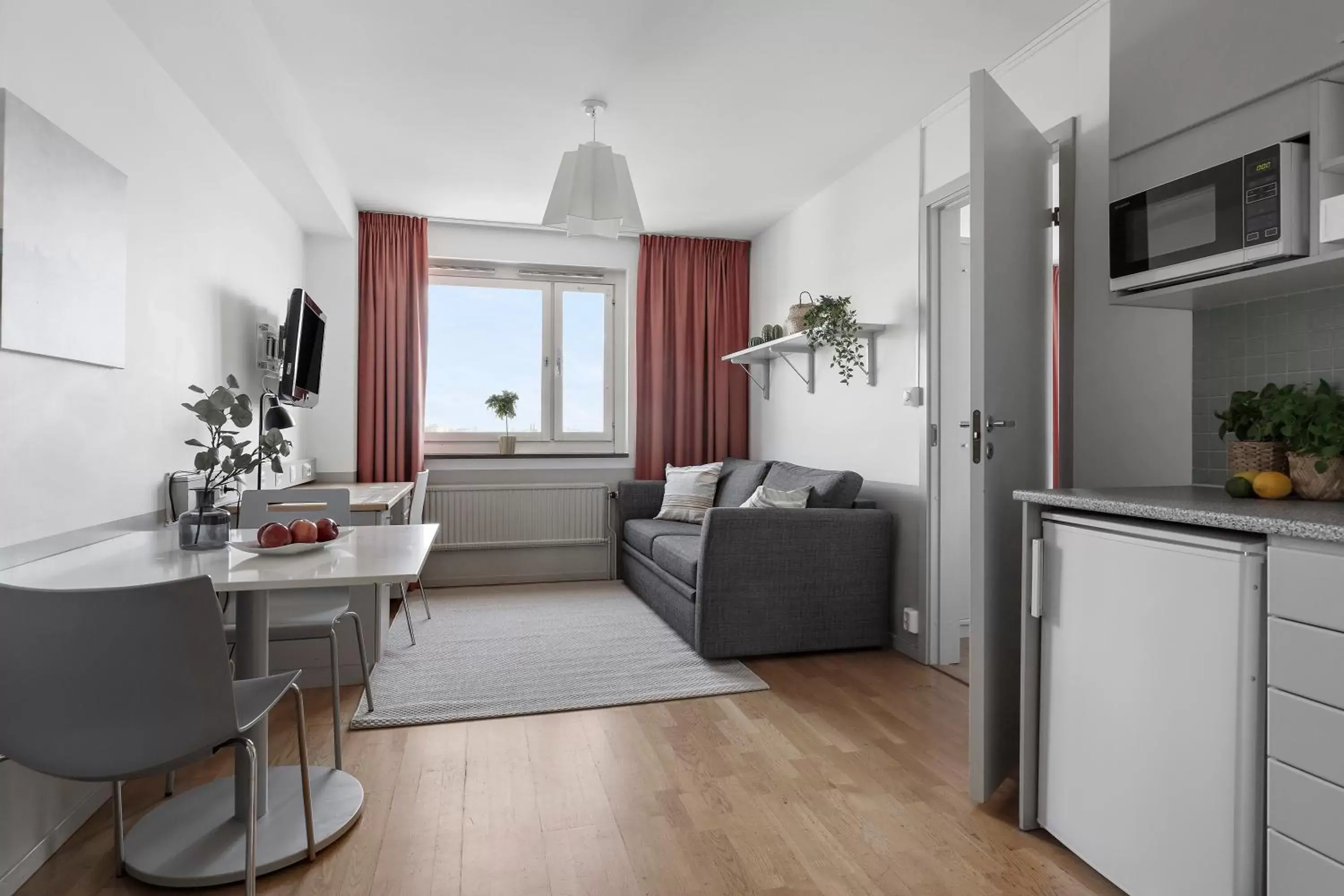 Kitchen or kitchenette, Seating Area in Forenom Aparthotel Stockholm Alvik