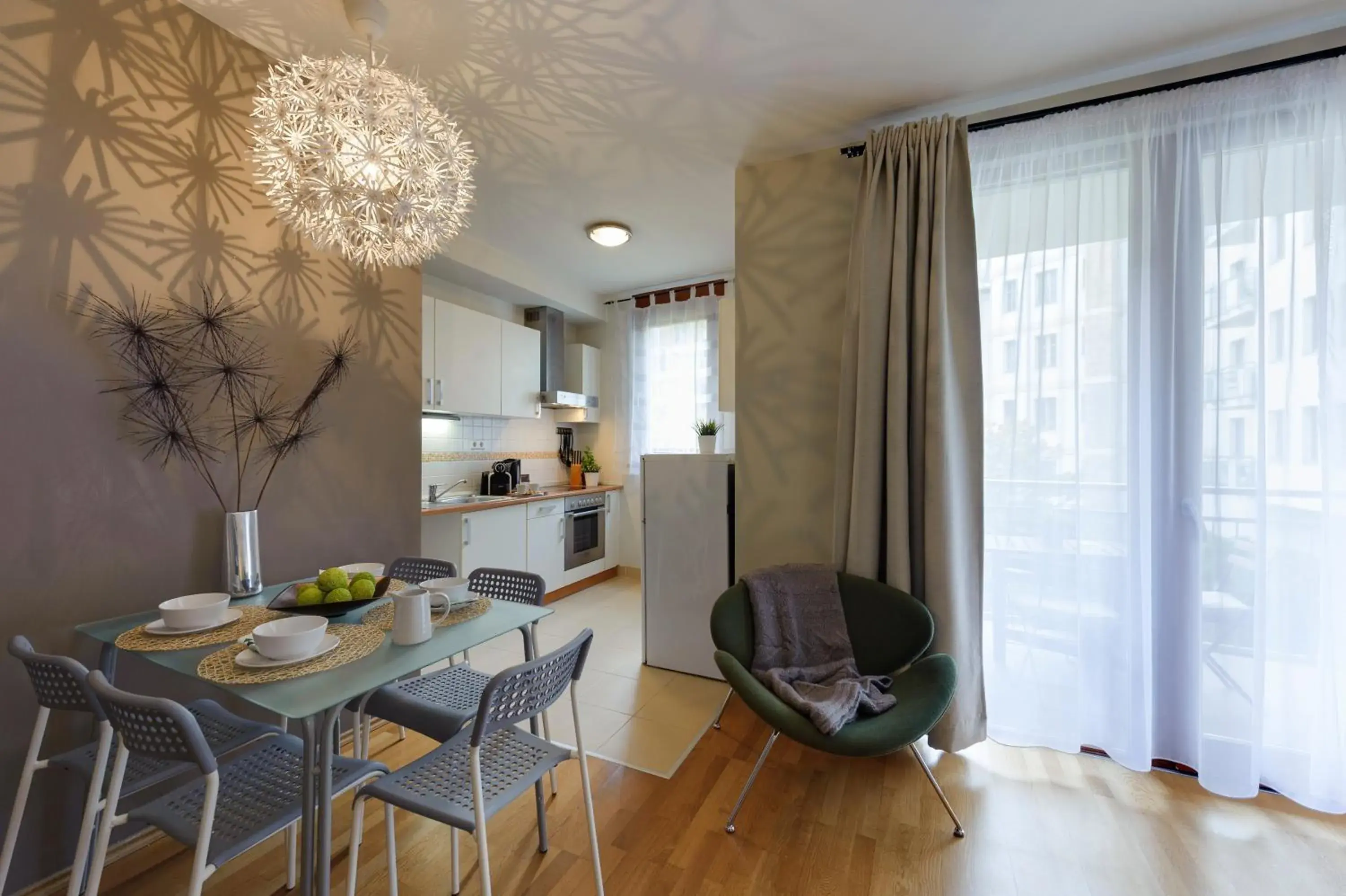 Kitchen or kitchenette, Seating Area in Central Passage Budapest Apartments