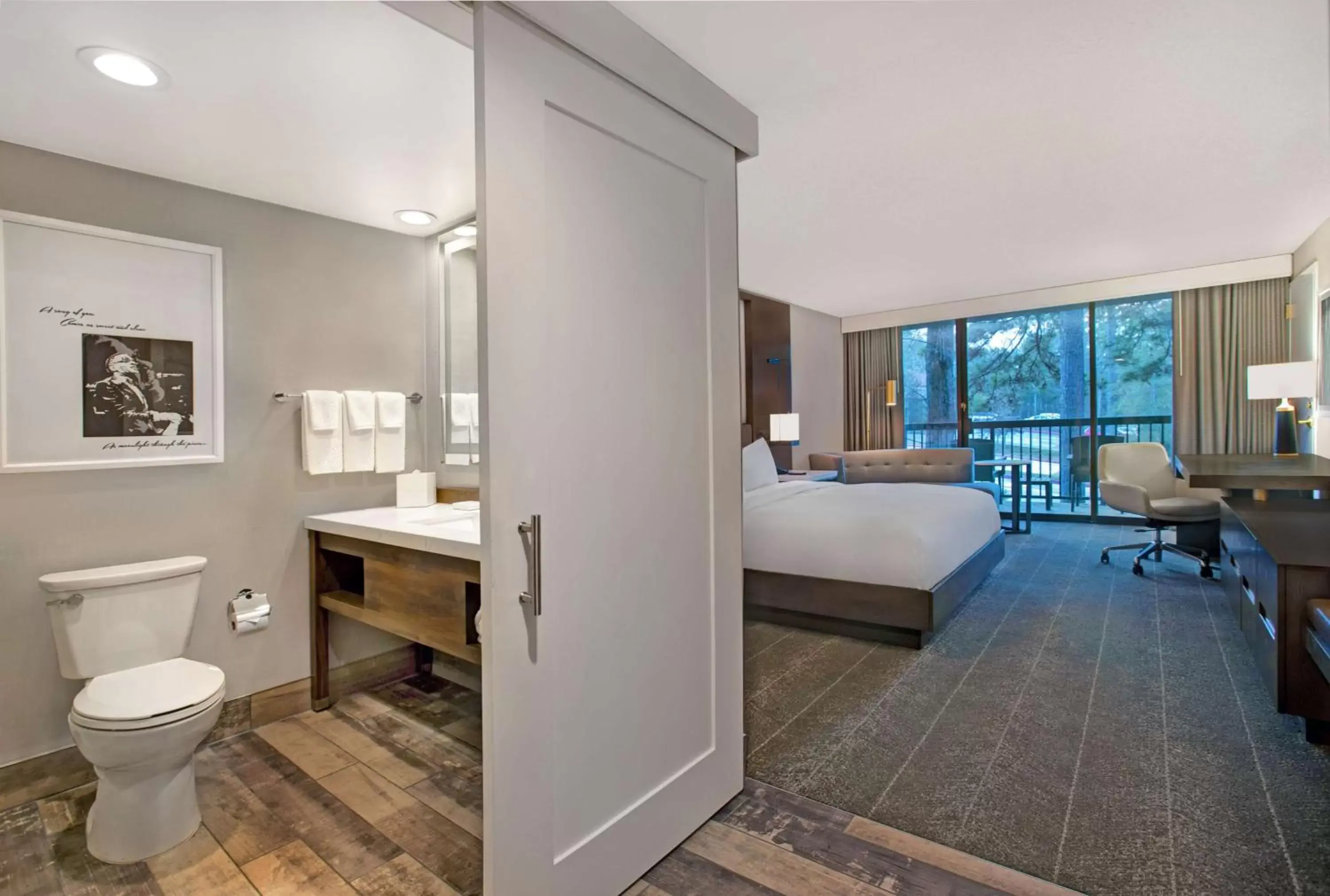Bed, Bathroom in Hilton Peachtree City Atlanta Hotel & Conference Center
