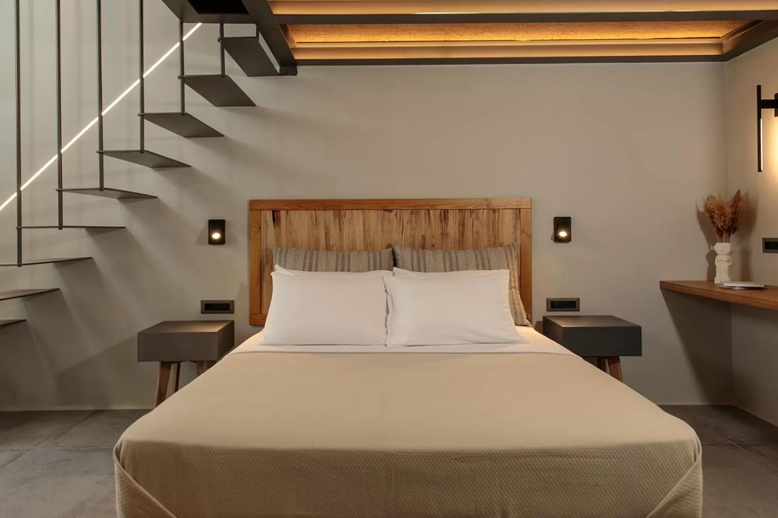 Bed in Makava Suites Naxos