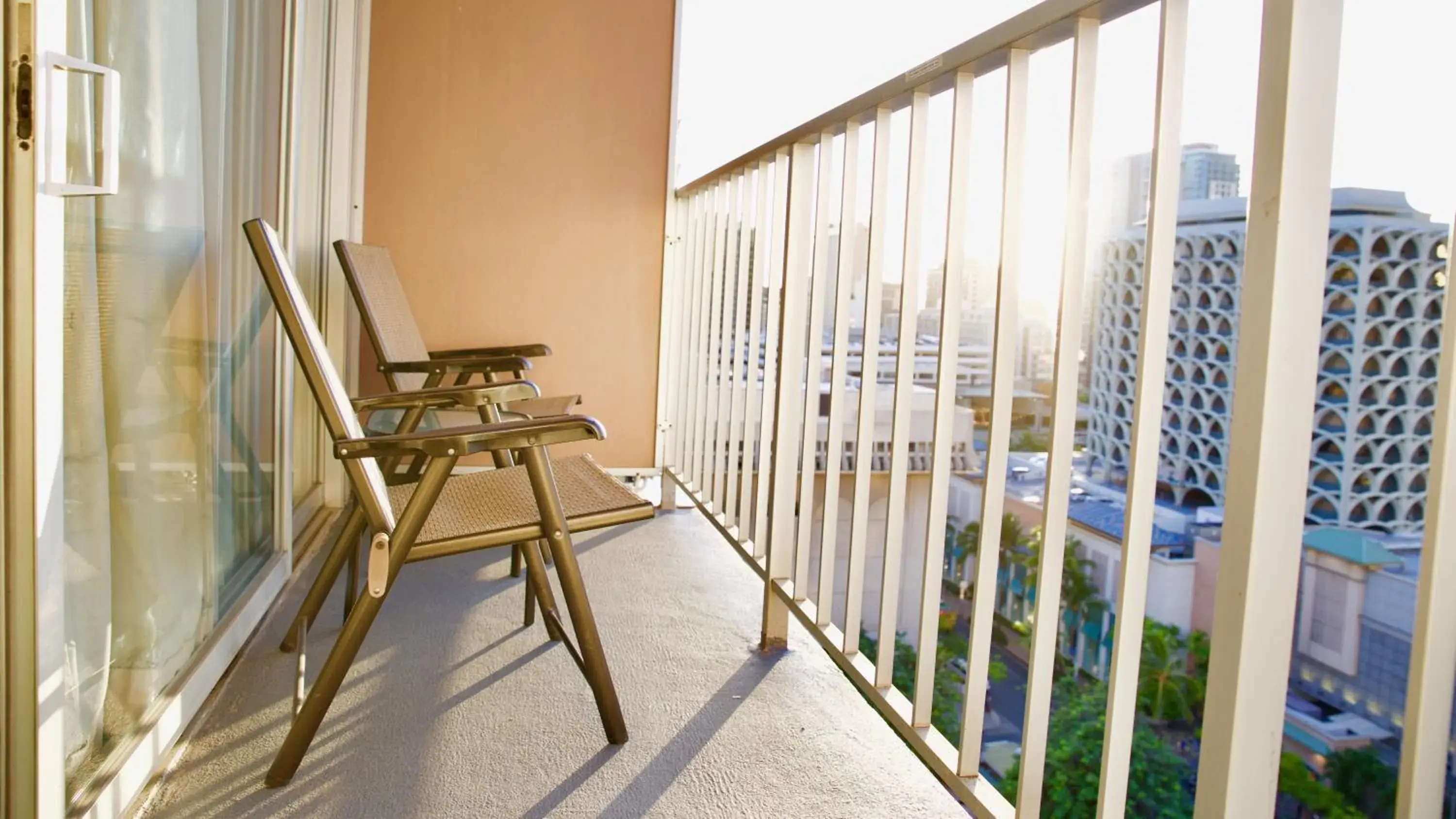 Balcony/Terrace in Tropical Studios at Marine Surf Waikiki - FREE PARKING - BEST LOCATION - FULL KITCHEN - SWIMMING POOL