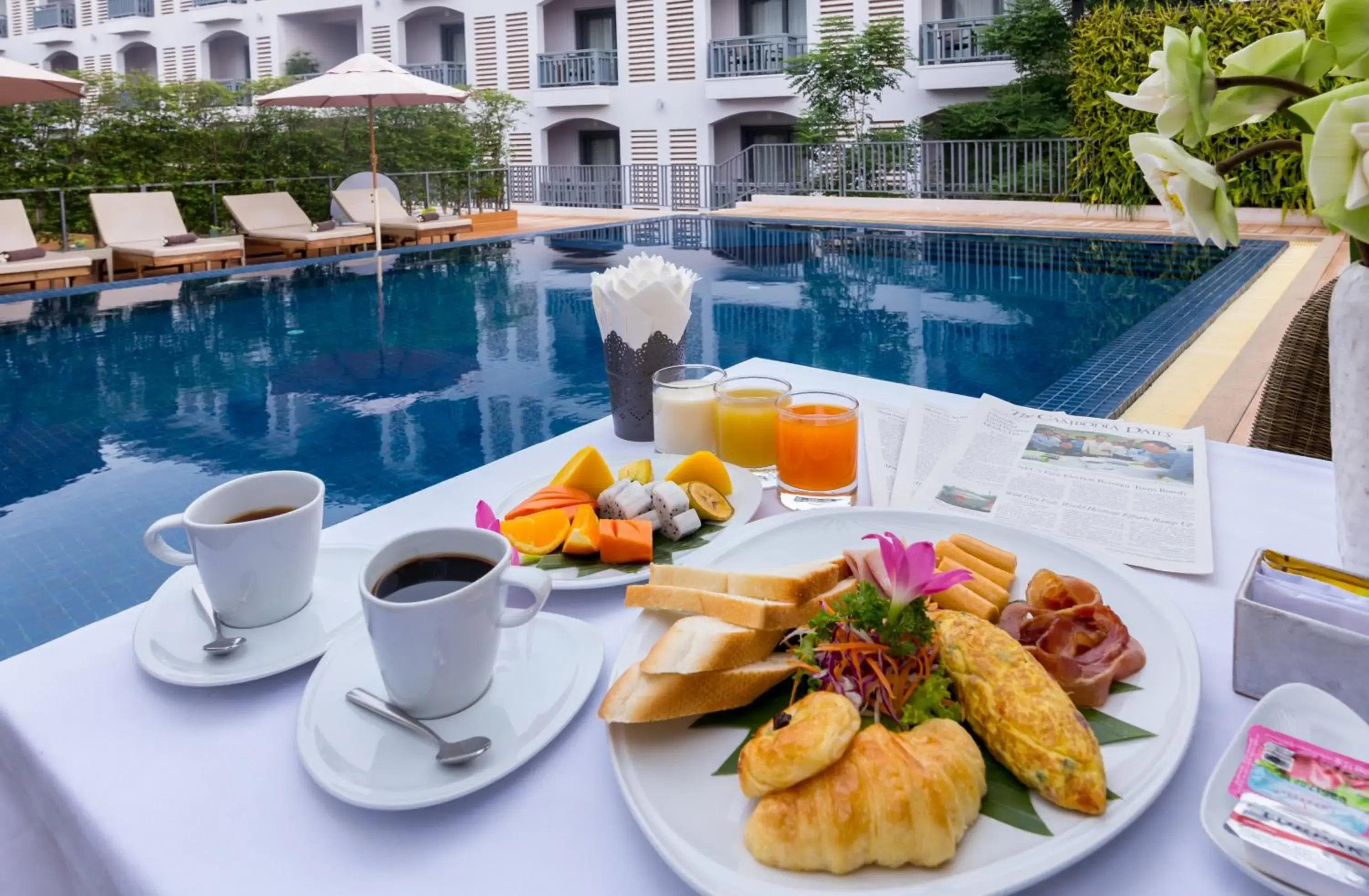 Breakfast, Swimming Pool in Damrei Angkor Hotel