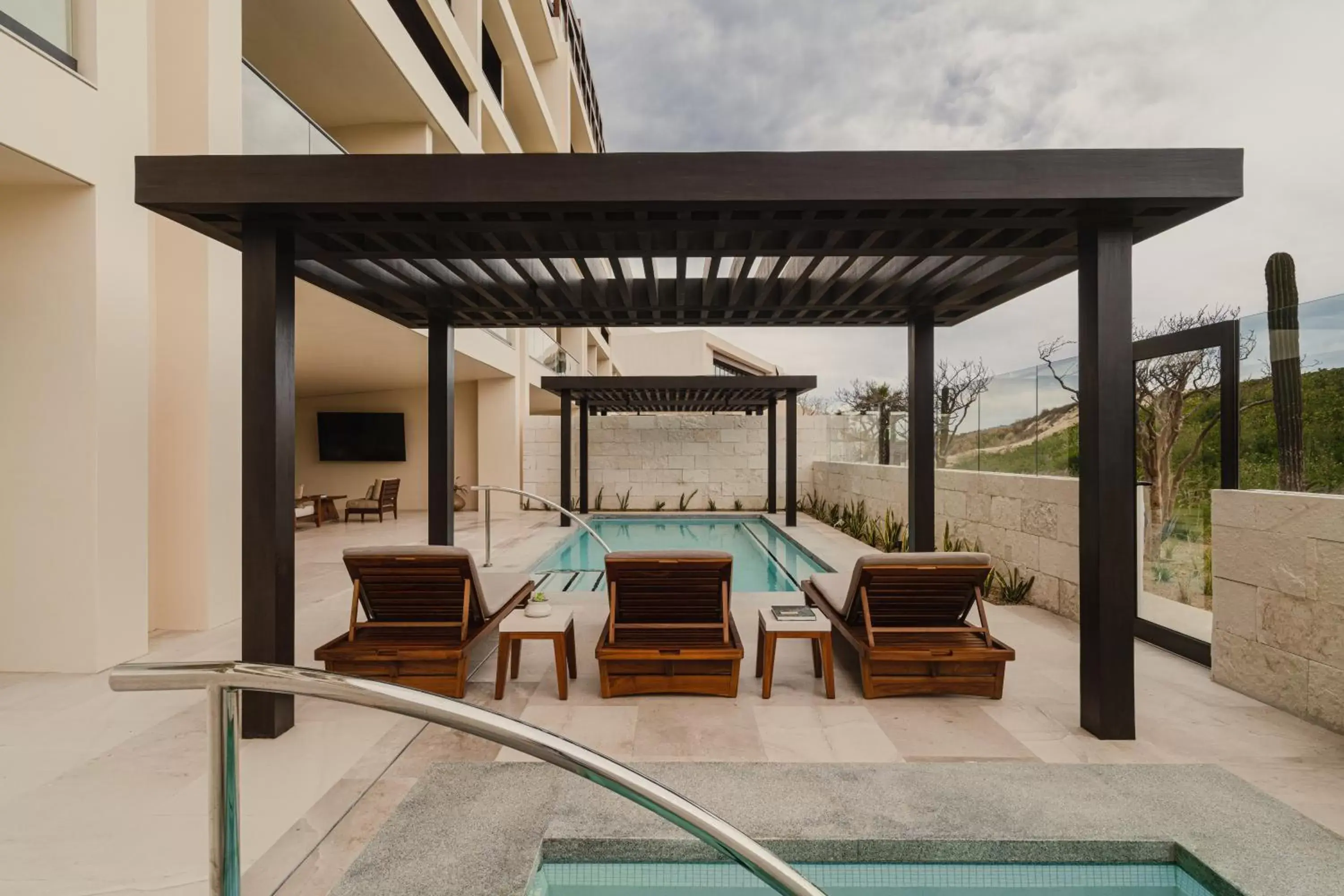 Balcony/Terrace, Swimming Pool in Nobu Hotel Los Cabos
