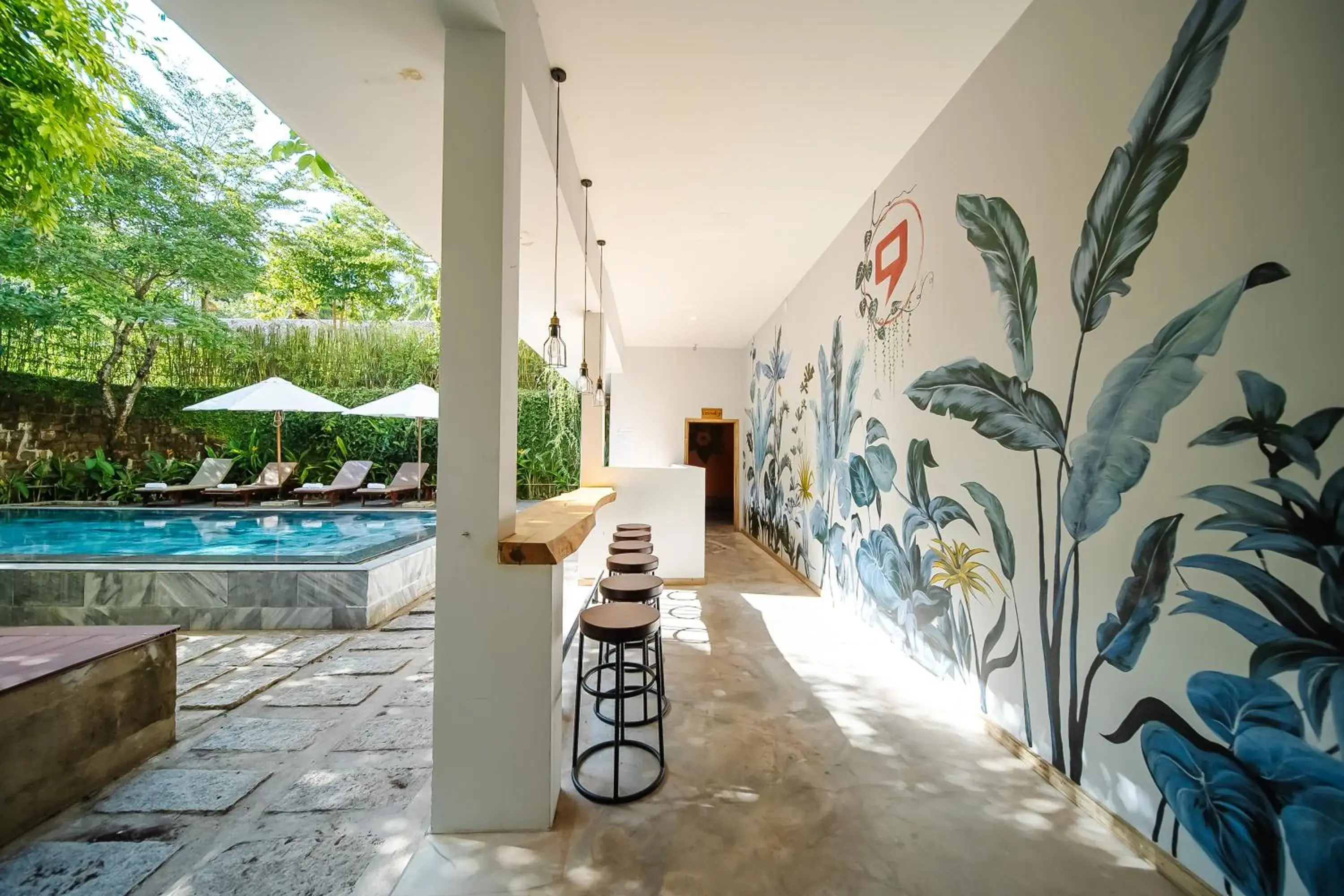 Patio, Swimming Pool in 9Station Hostel & Bar Phu Quoc                                                              