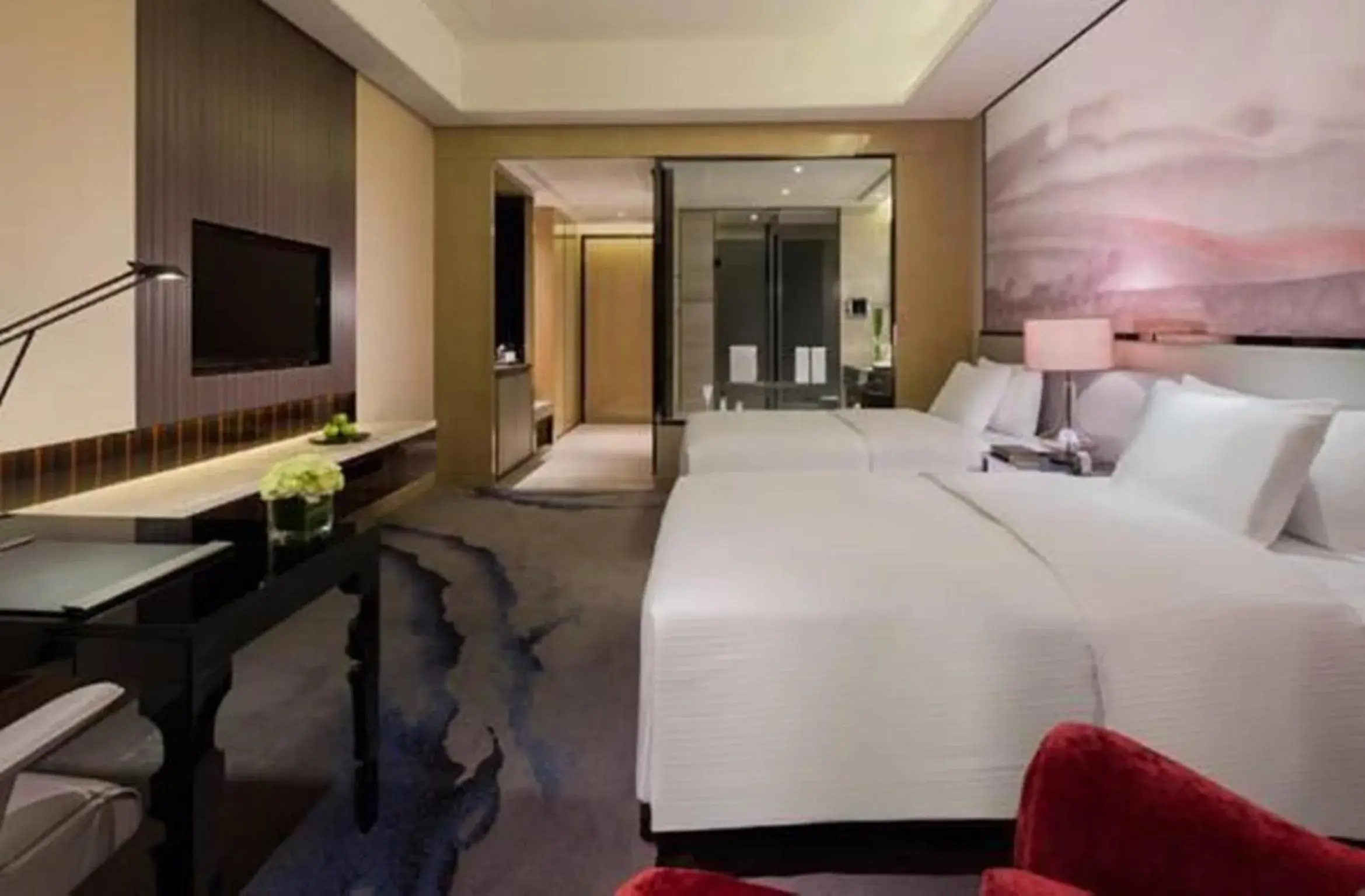 Photo of the whole room, Bed in Wanda Realm Wuhan