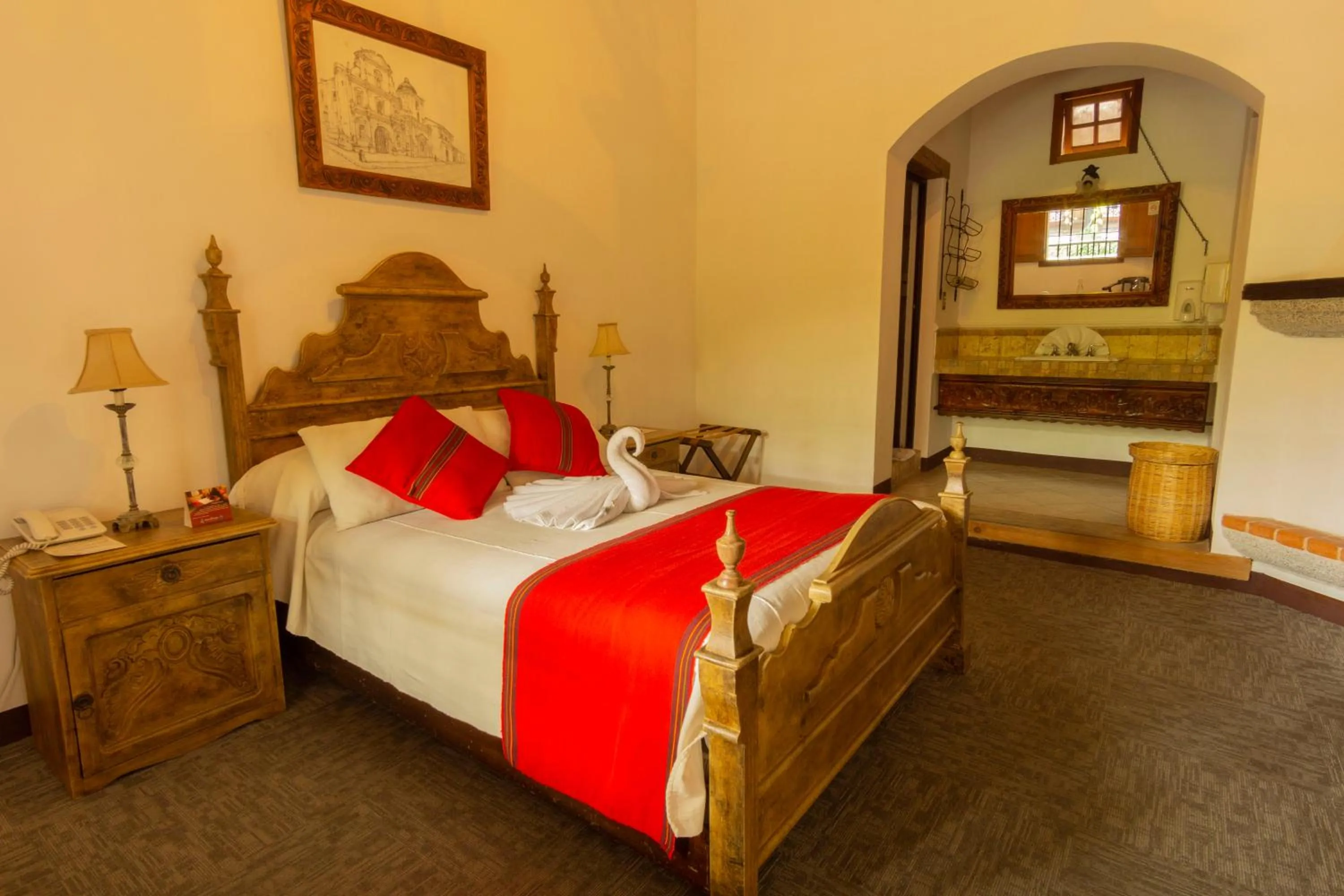 Bed in Hotel Posada de Don Rodrigo Antigua