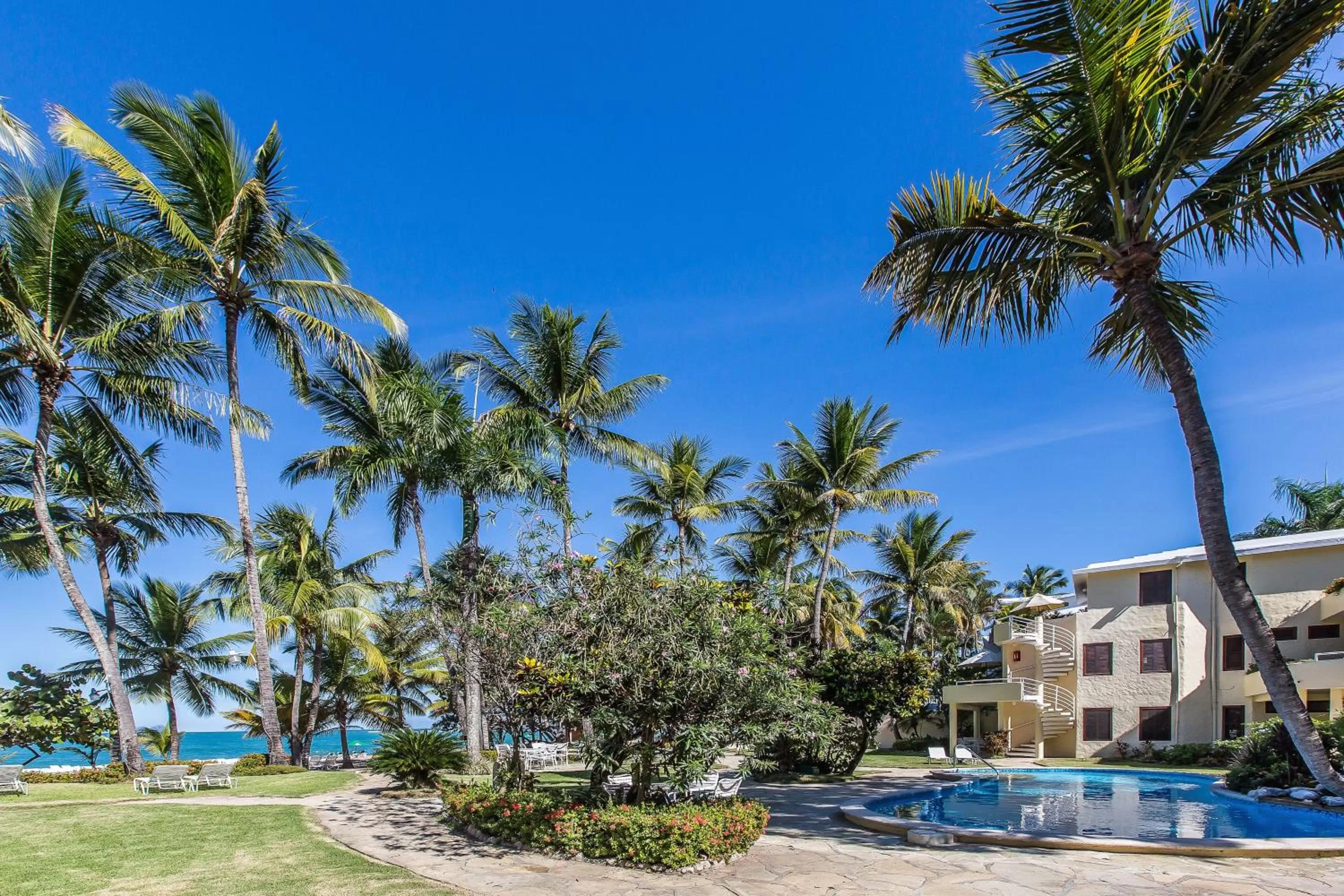 Pool view in Cabarete Palm Beach Condos