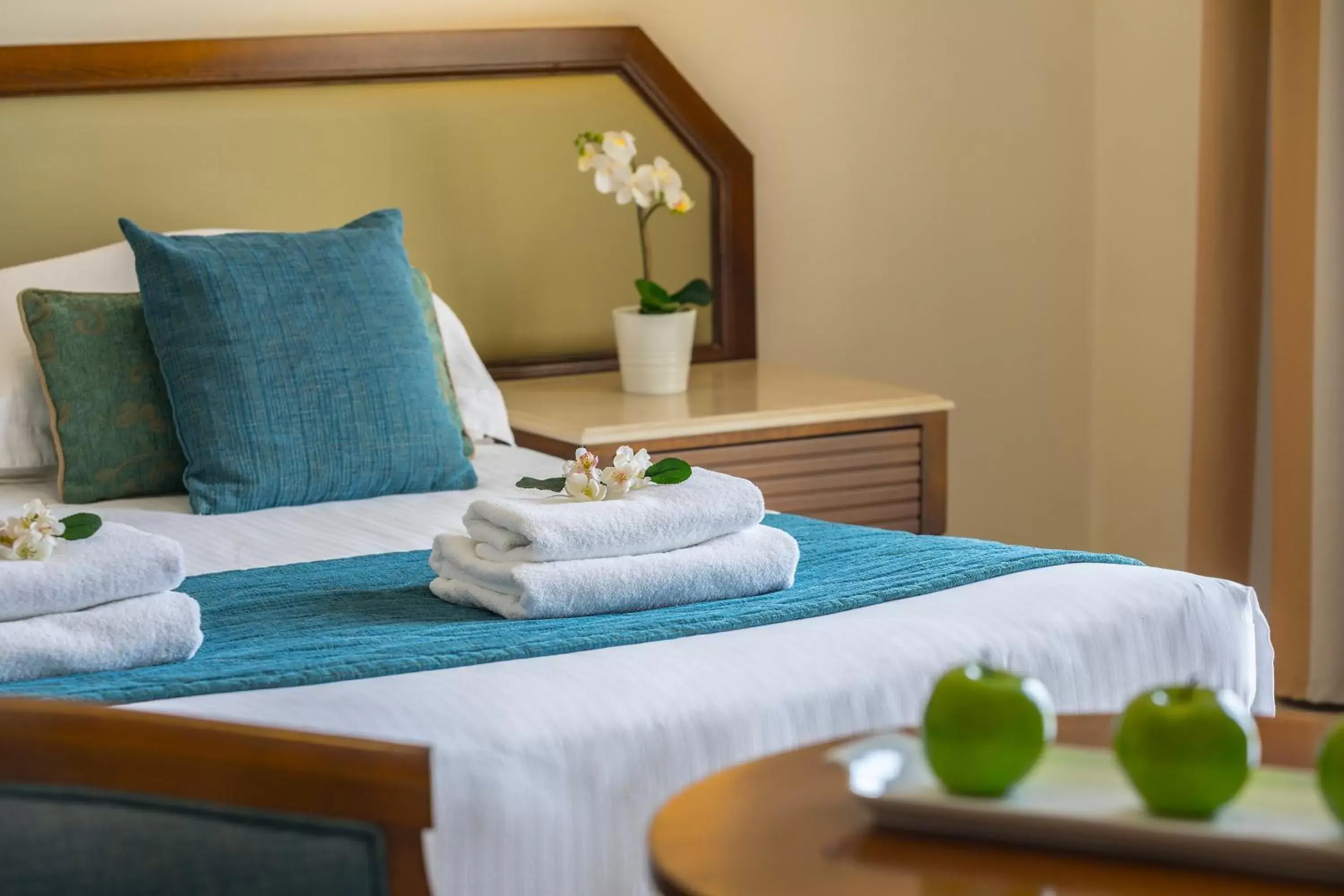 Bed in Aquamare Beach Hotel & Spa