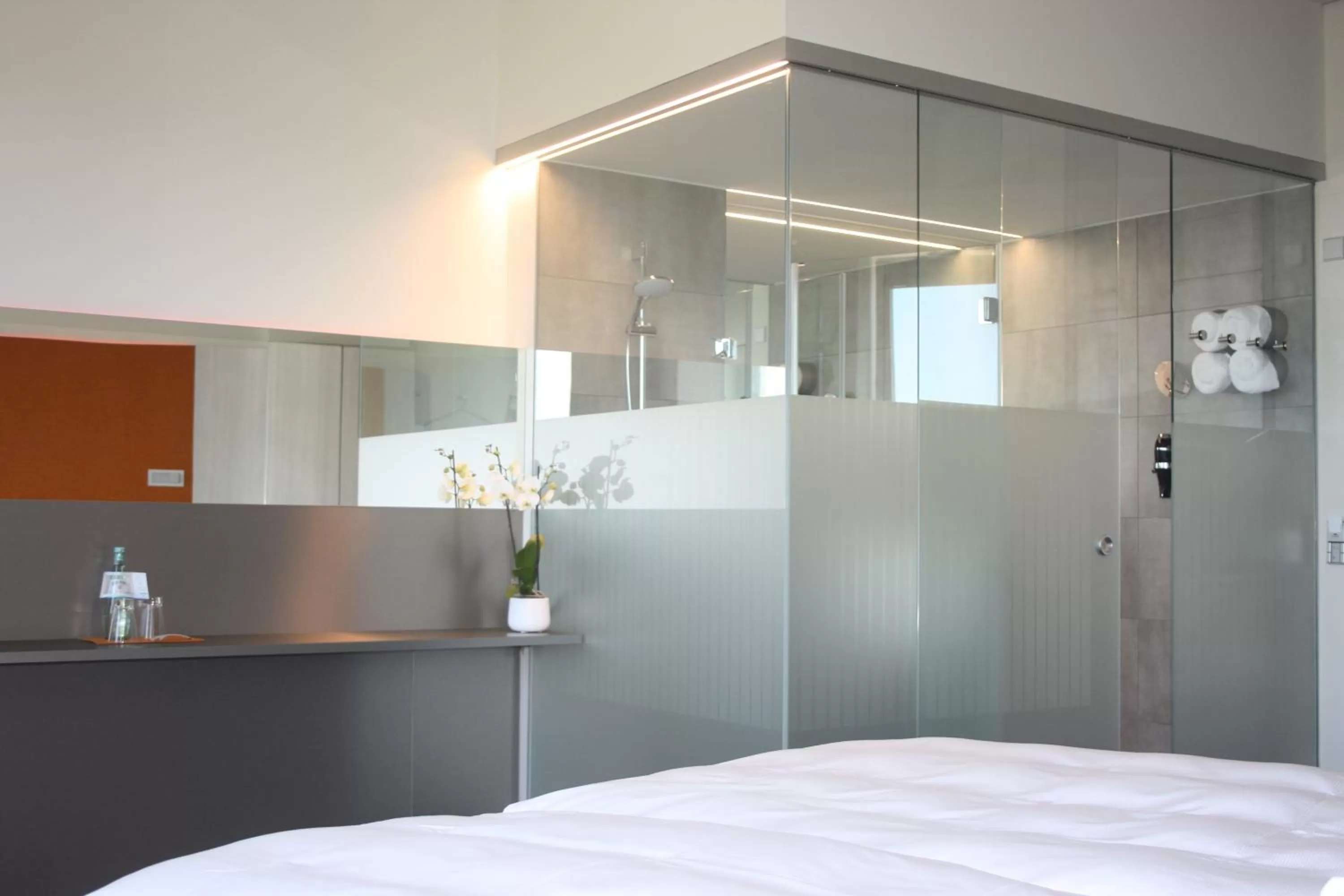 Shower, Bed in Scala Turm Hotel Restaurant