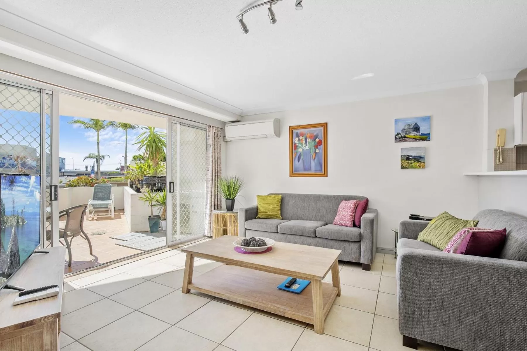 Living room in Kirra Palms Holiday Apartments