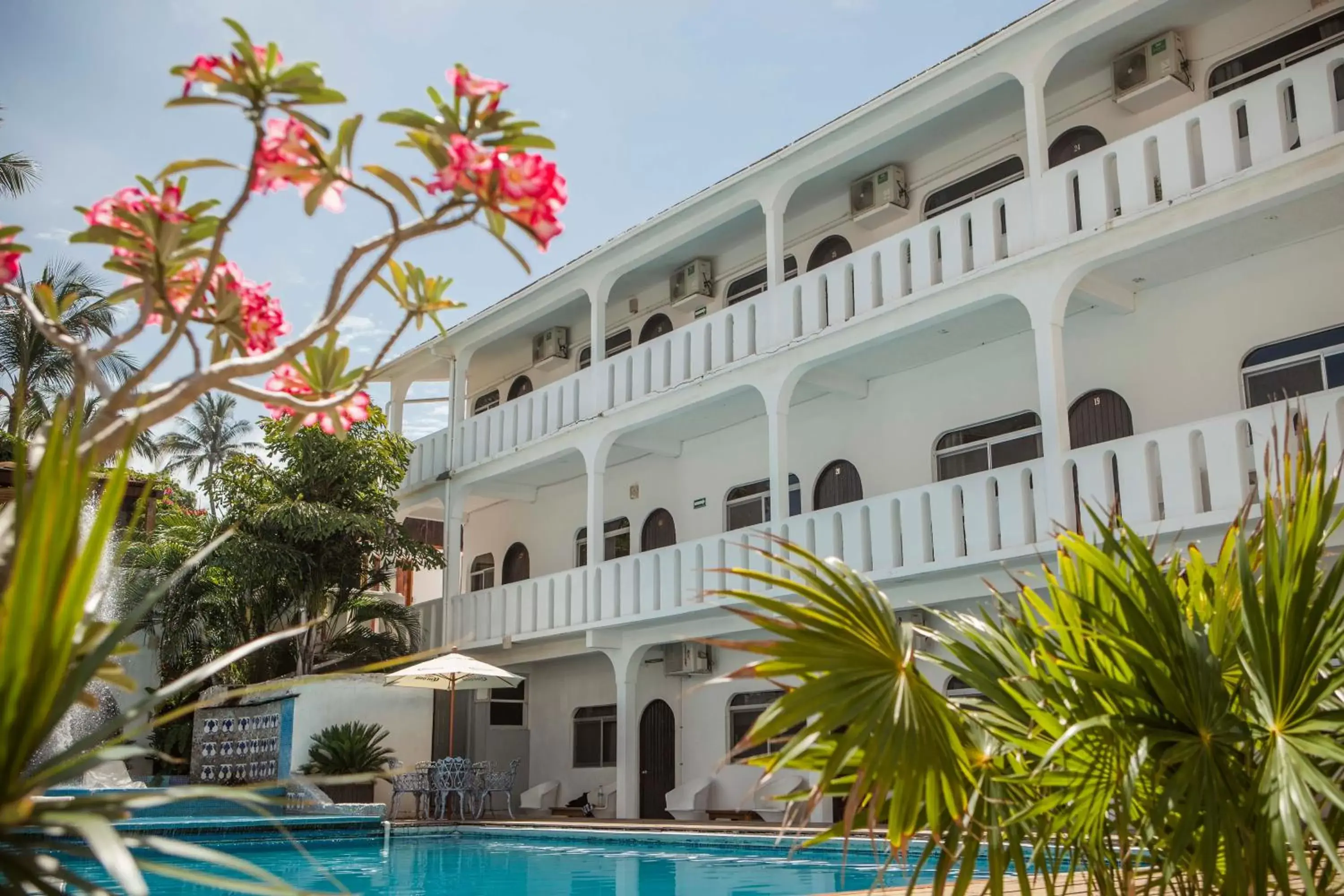 Pool view, Property Building in Bungalows Zicatela