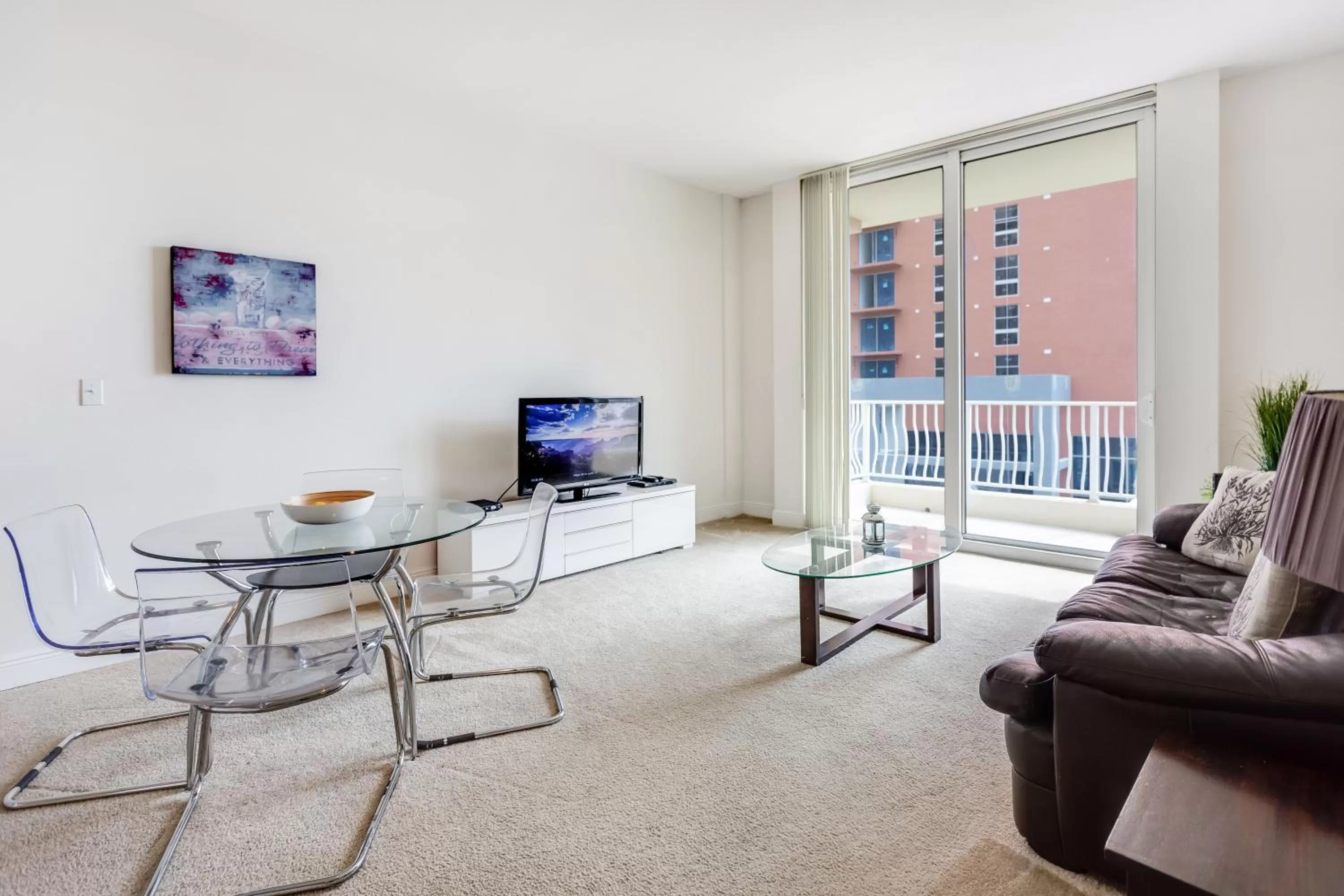 Living room in Dadeland Towers by Miami Vacations
