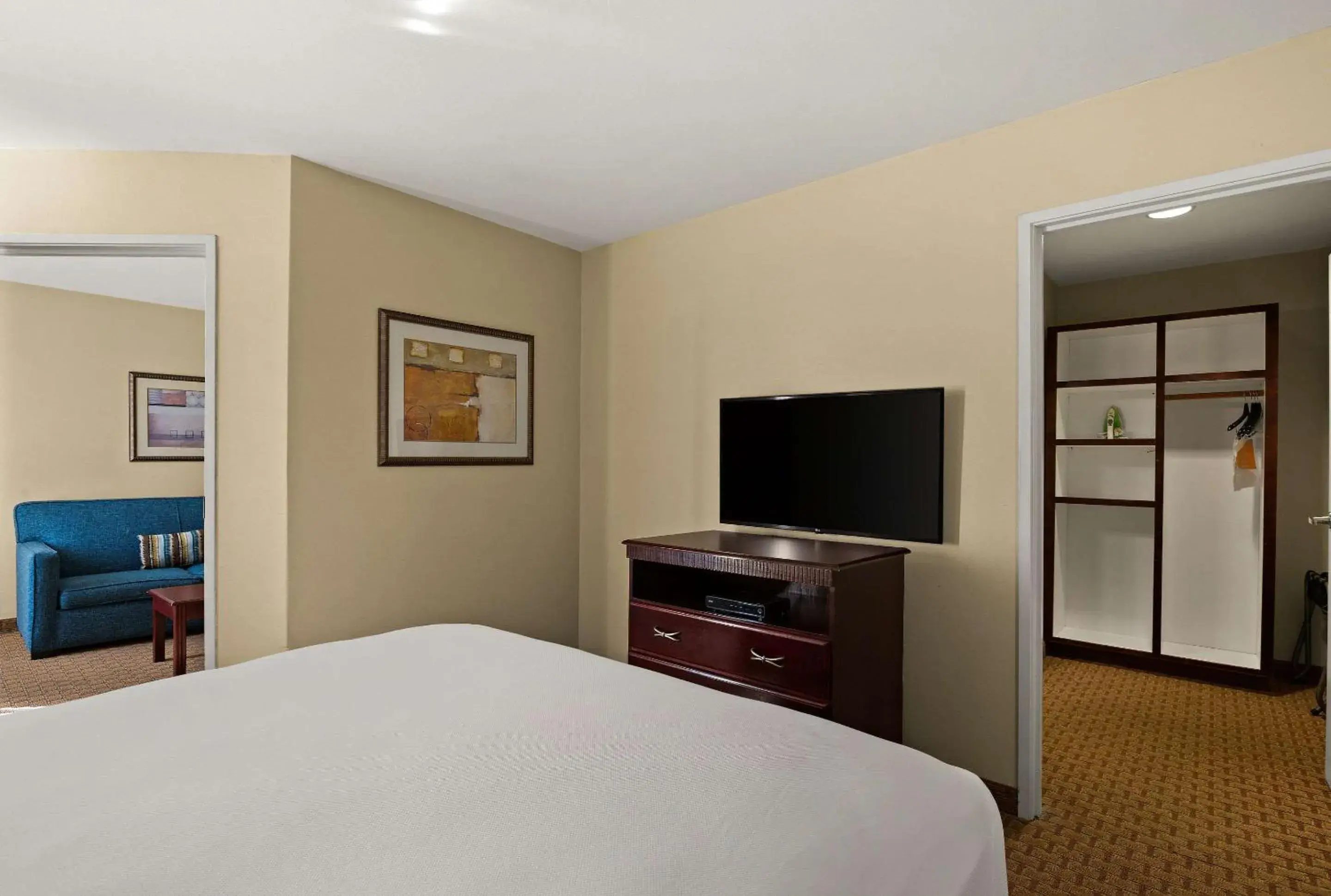 Bedroom, TV/Entertainment Center in Mainstay Suites Houma