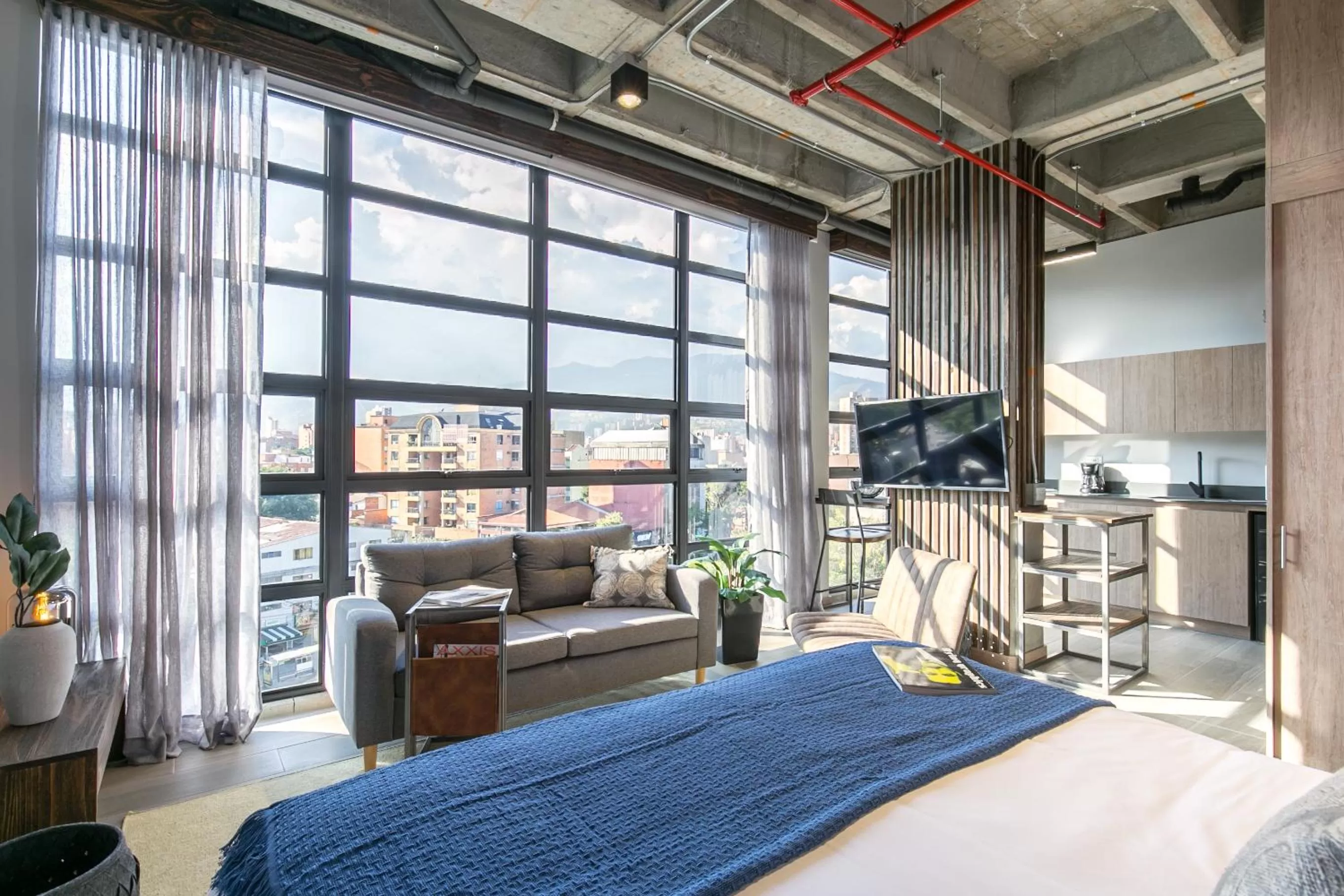 Bed in Factory Lofts Hotel