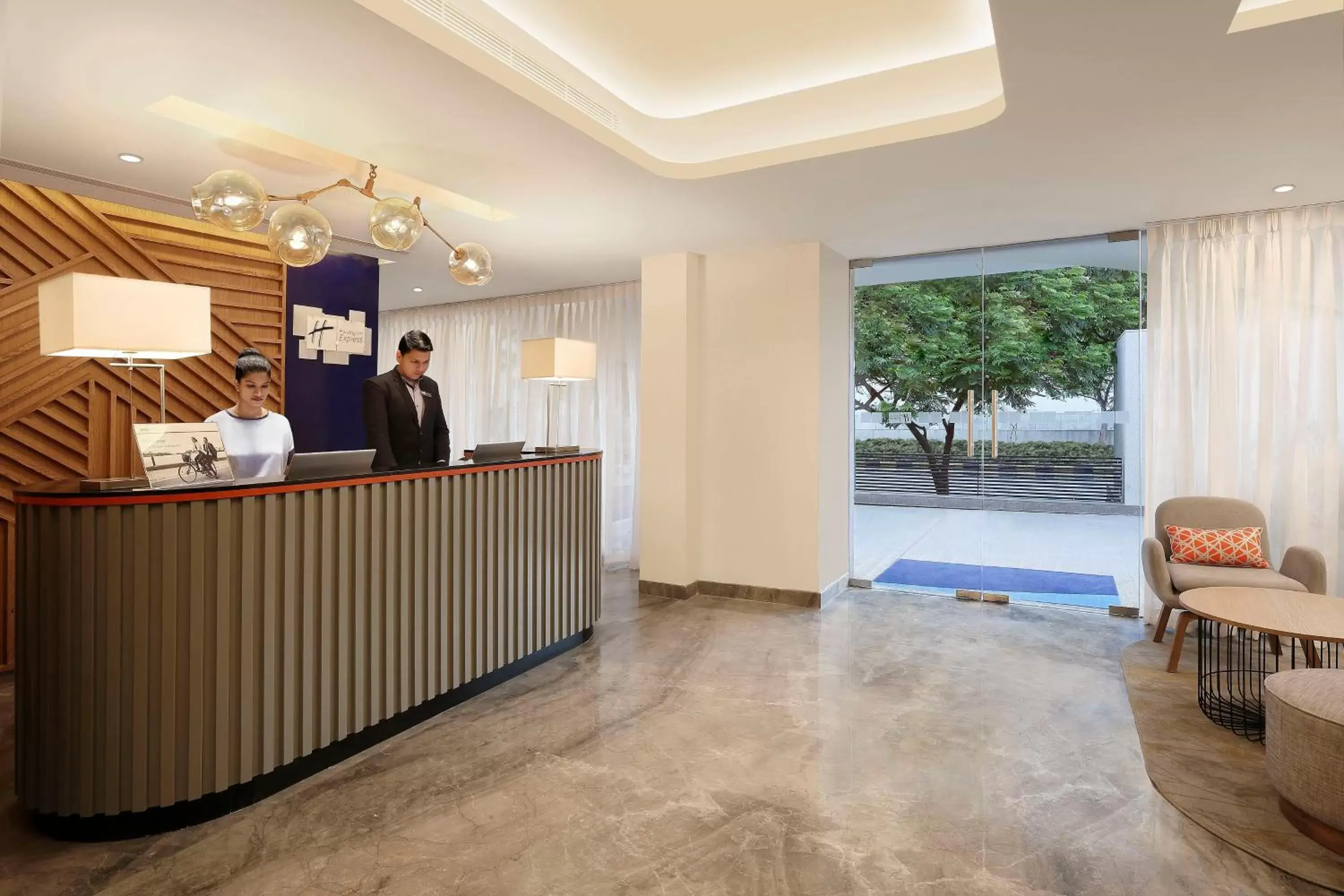 Lobby or reception in Holiday Inn Express Ahmedabad Prahlad Nagar, an IHG Hotel