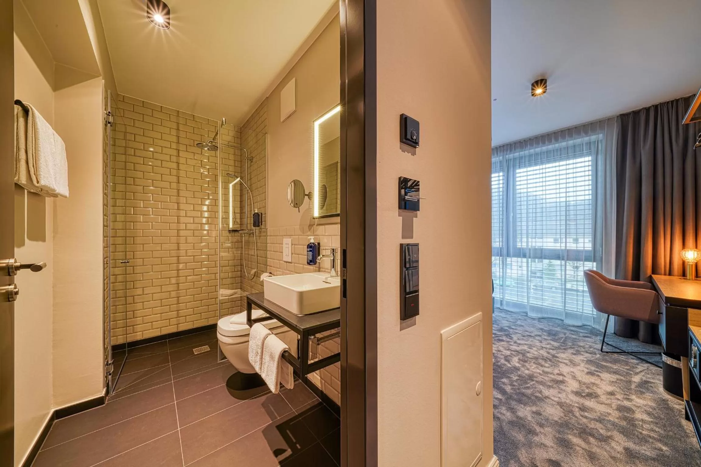 Bathroom, Bed in NYCE Hotel Bonn