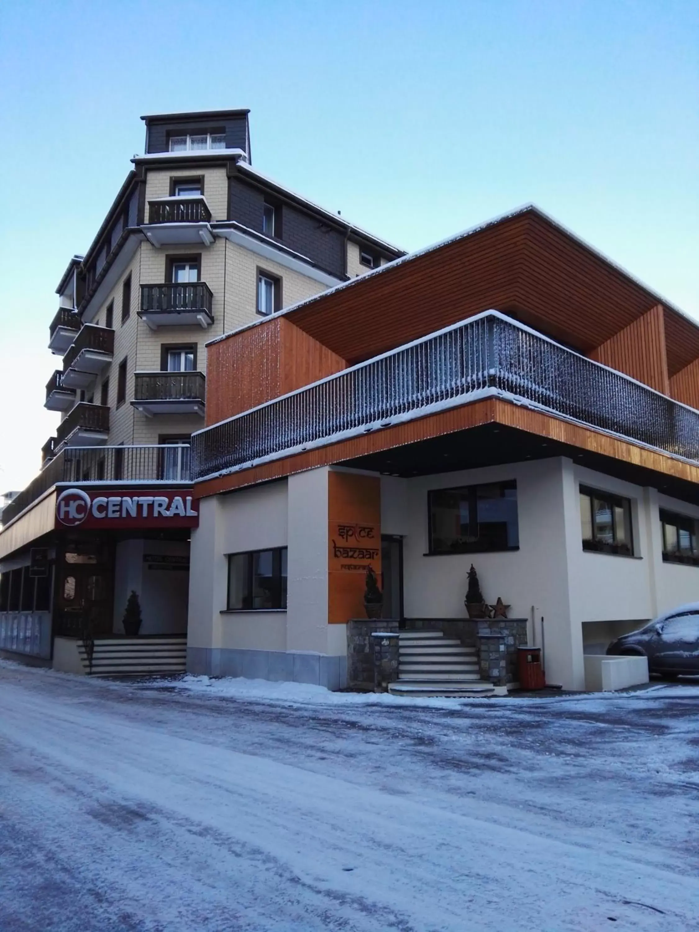 Property building, Winter in Hotel Central