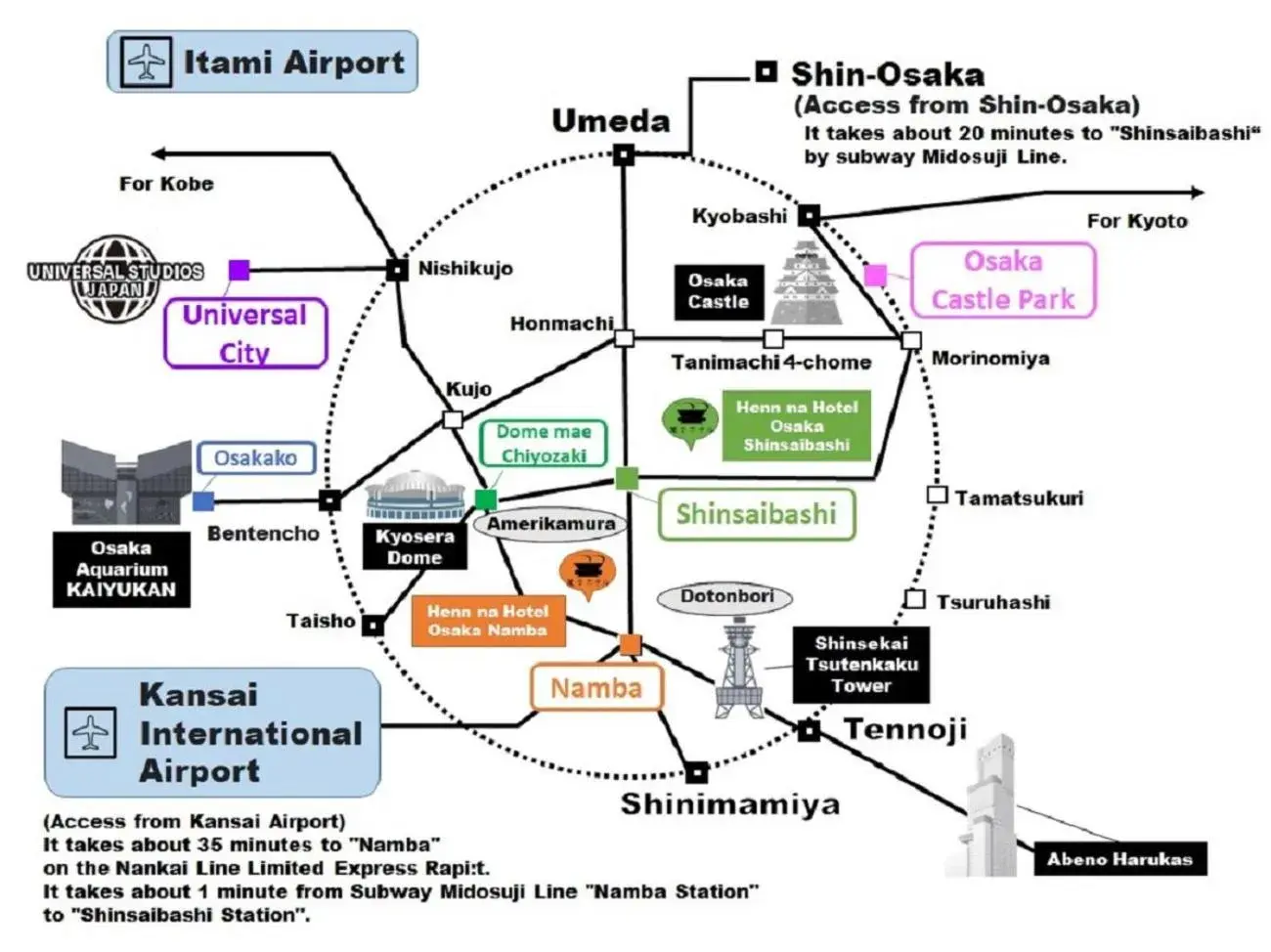 Nearby landmark, Floor Plan in Henn na Hotel Osaka Namba