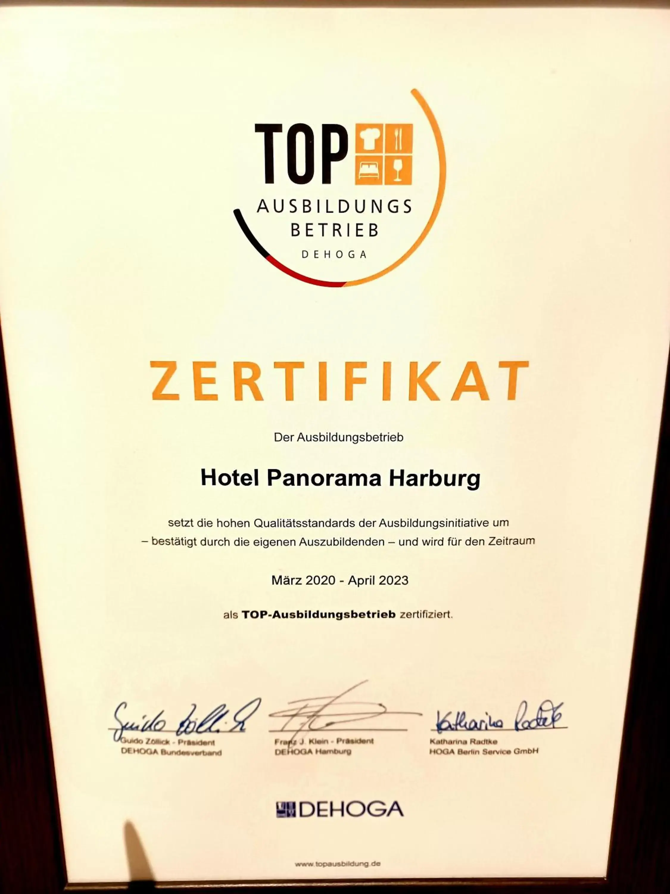 Certificate/Award in Hotel Panorama Hamburg-Harburg