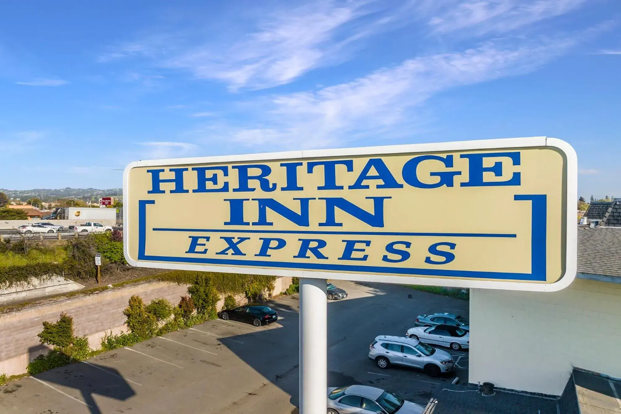 Property logo or sign in Heritage Inn Express Hayward Property logo or sign in Heritage Inn Express Hayward