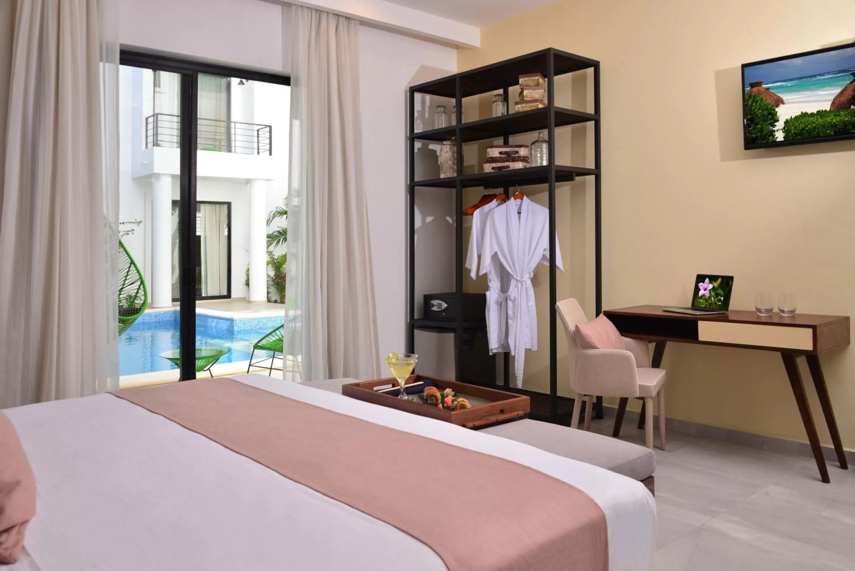 Bed in Elements Tulum Boutique Hotel