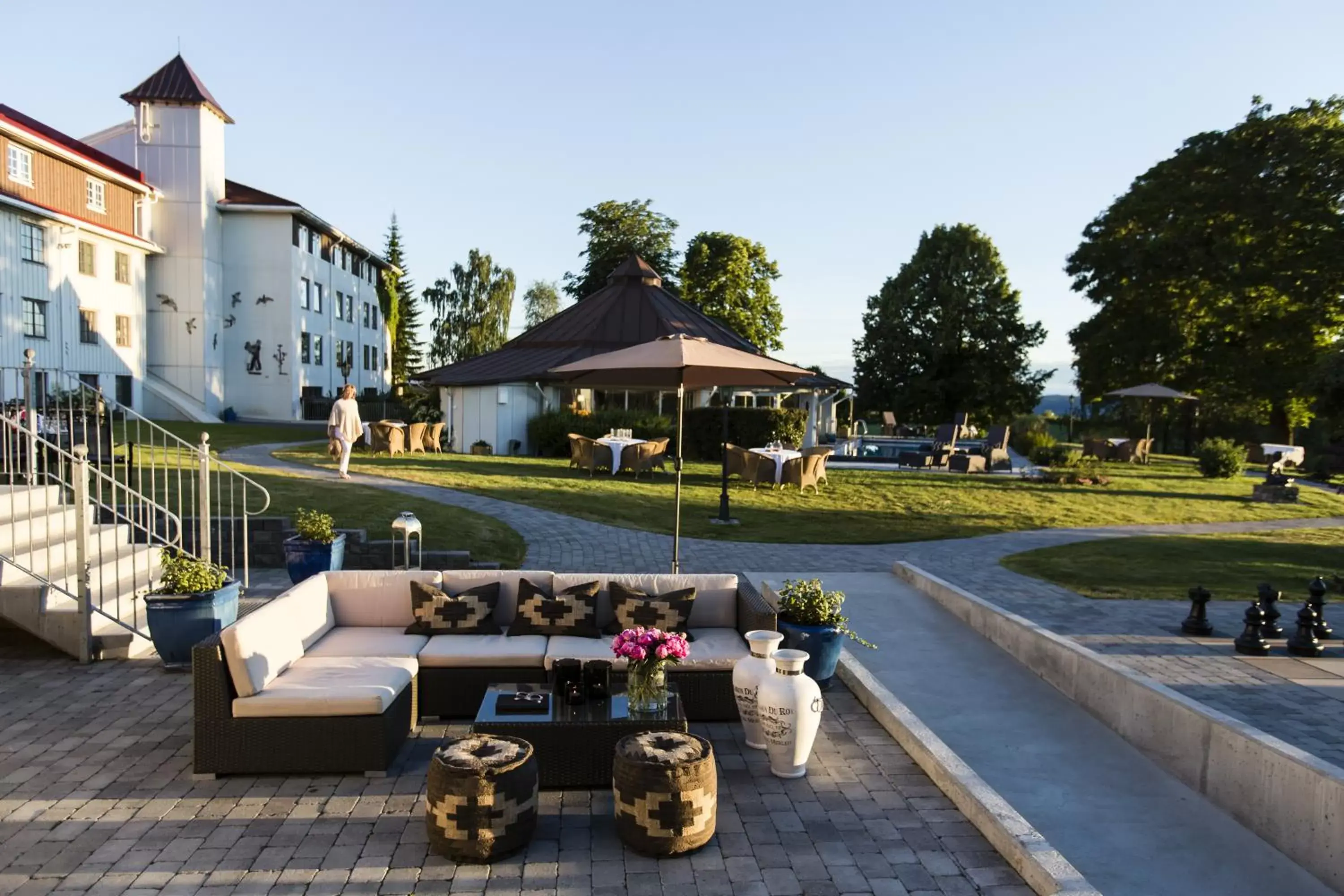 Patio, Property Building in Klækken Hotel