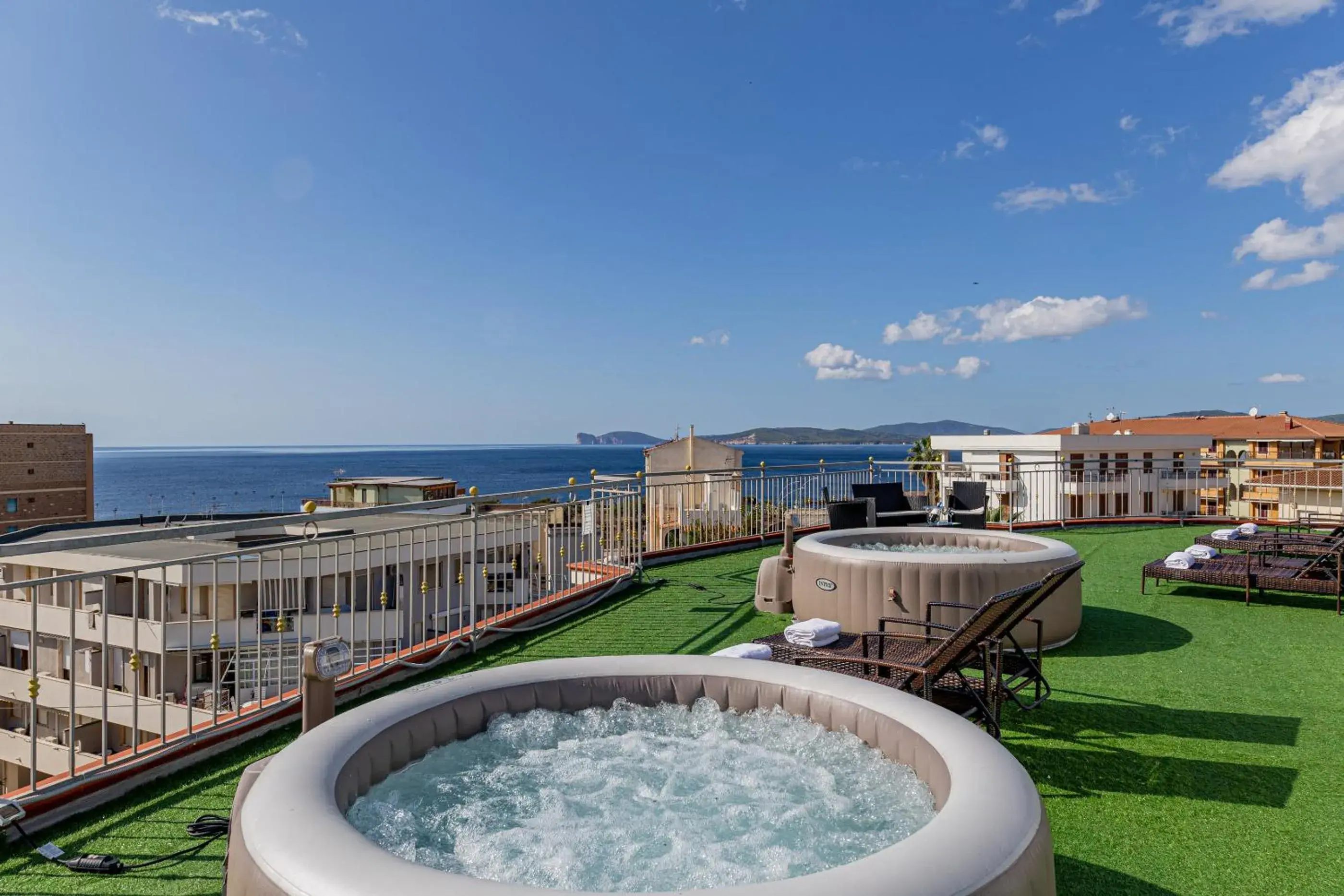 Balcony/Terrace, Swimming Pool in Hotel Villa Piras