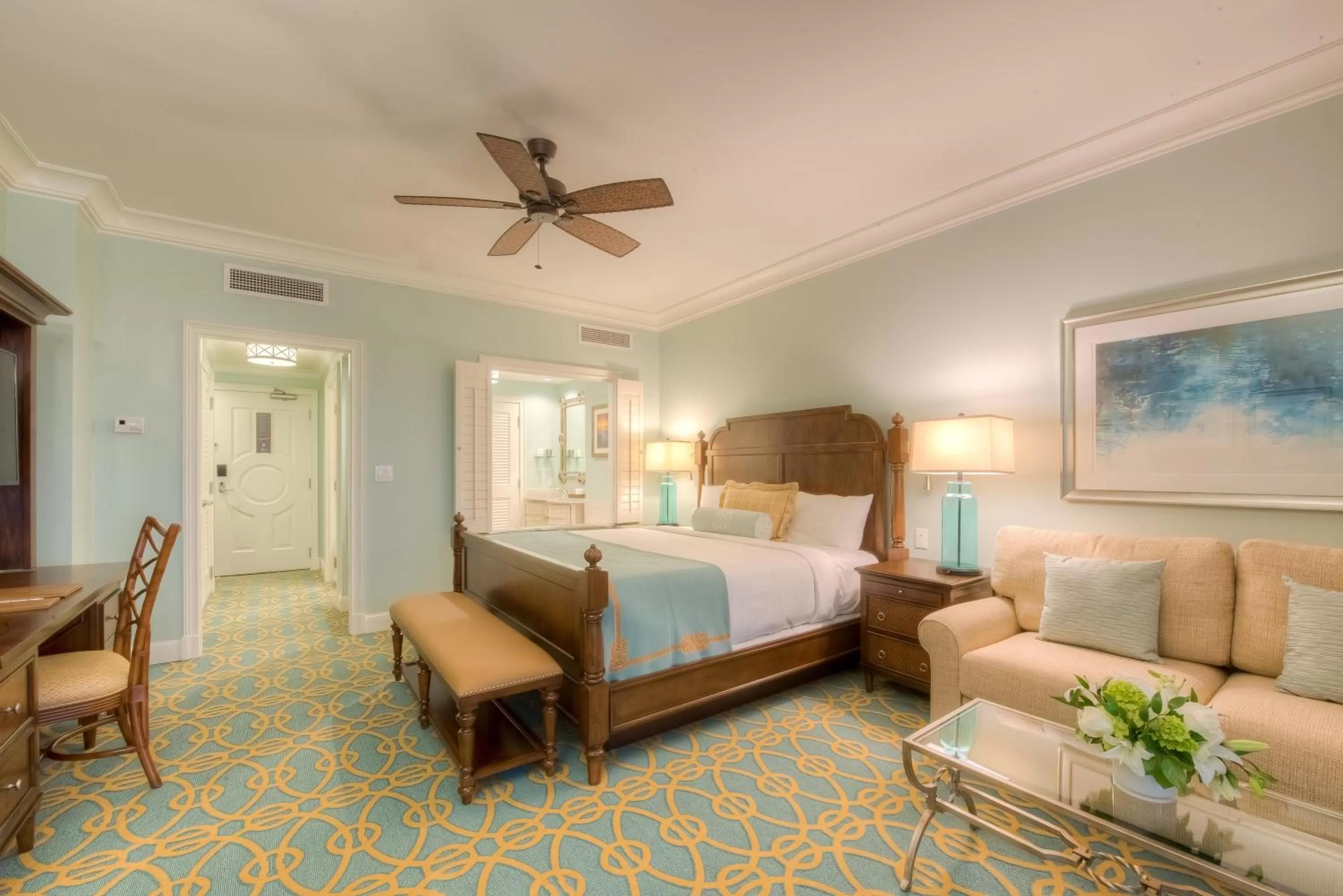 Bathroom, Bed in Henderson Beach Resort