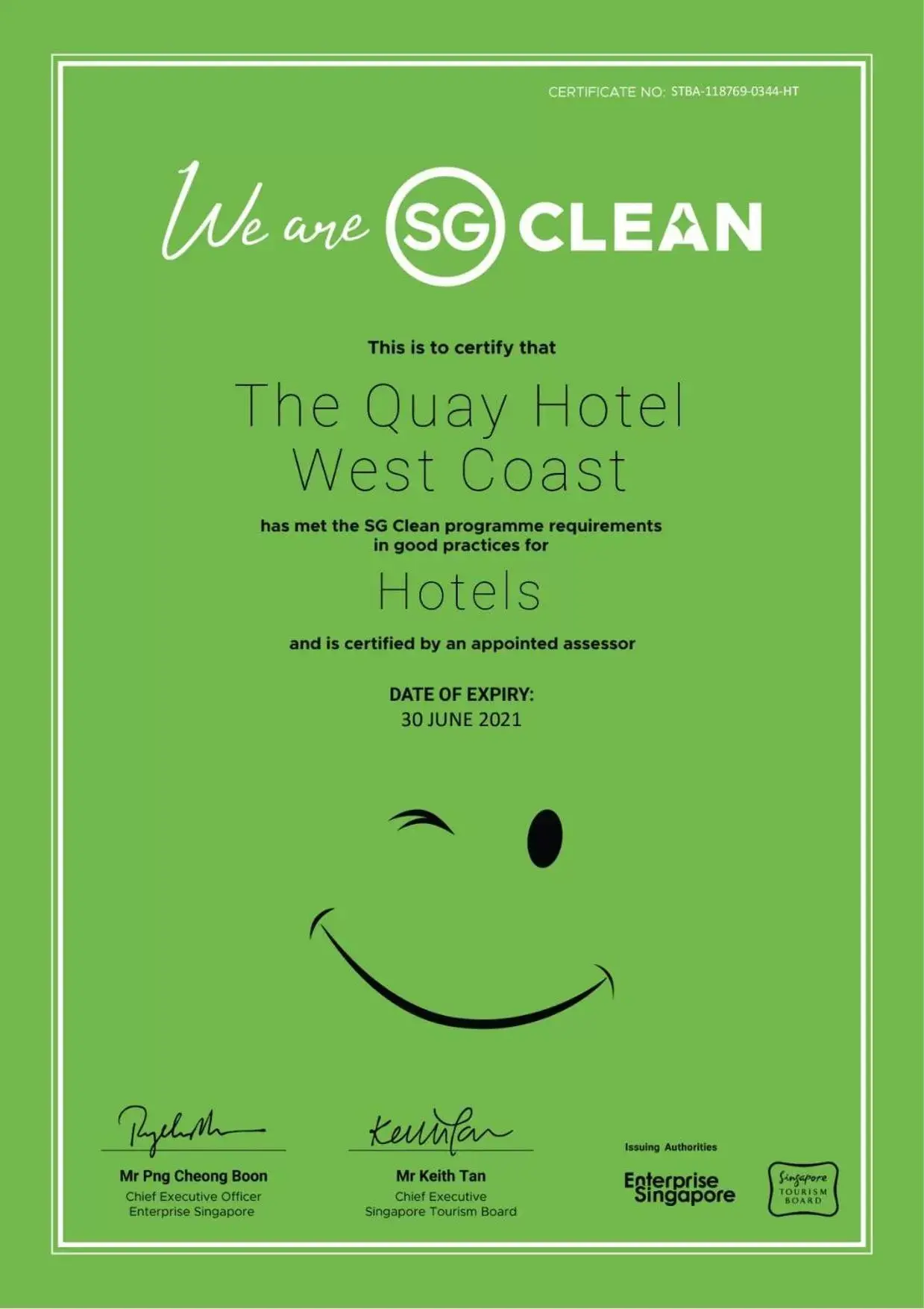 Logo/Certificate/Sign in The Quay Hotel West Coast