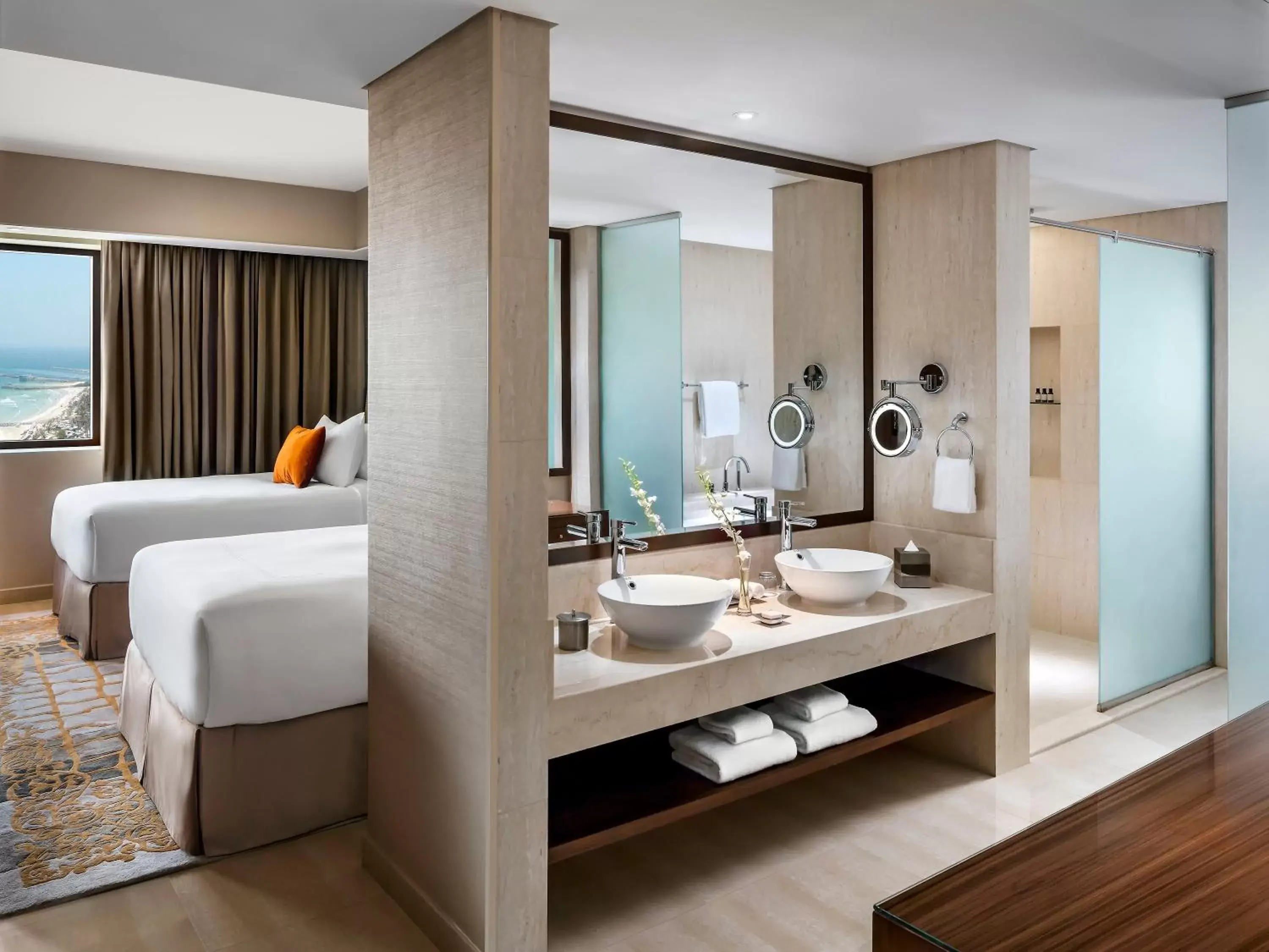 Bathroom, Bed in Fairmont Ajman Bathroom, Bed in Fairmont Ajman
