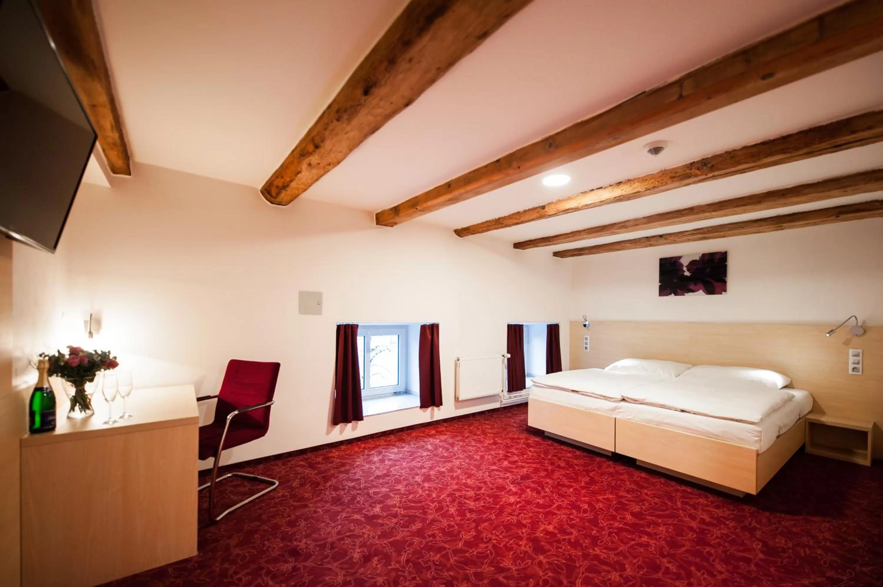 Bed in Hotel Pivovar