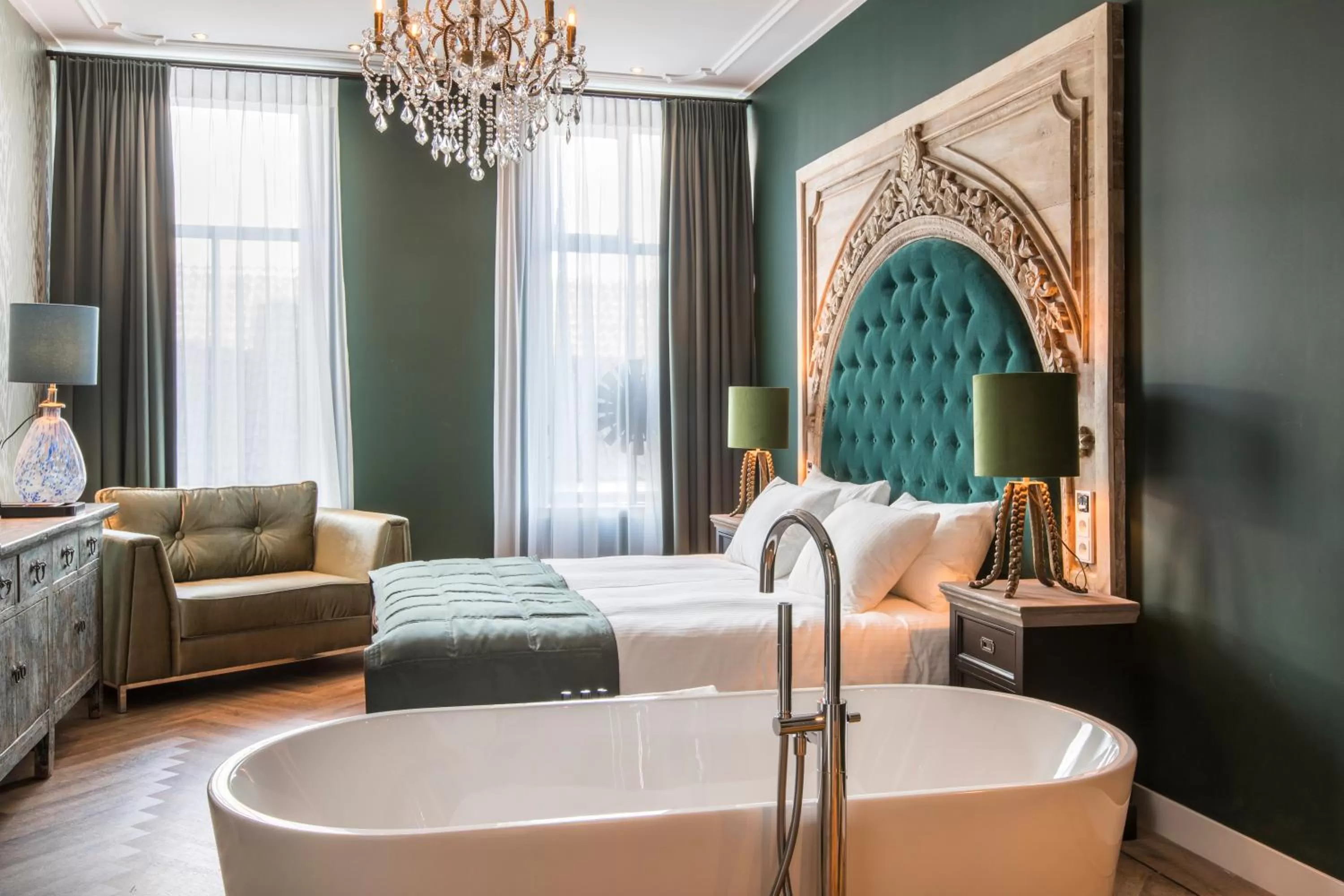 Seating area, Bed in Boutiquehotel 't Gerecht