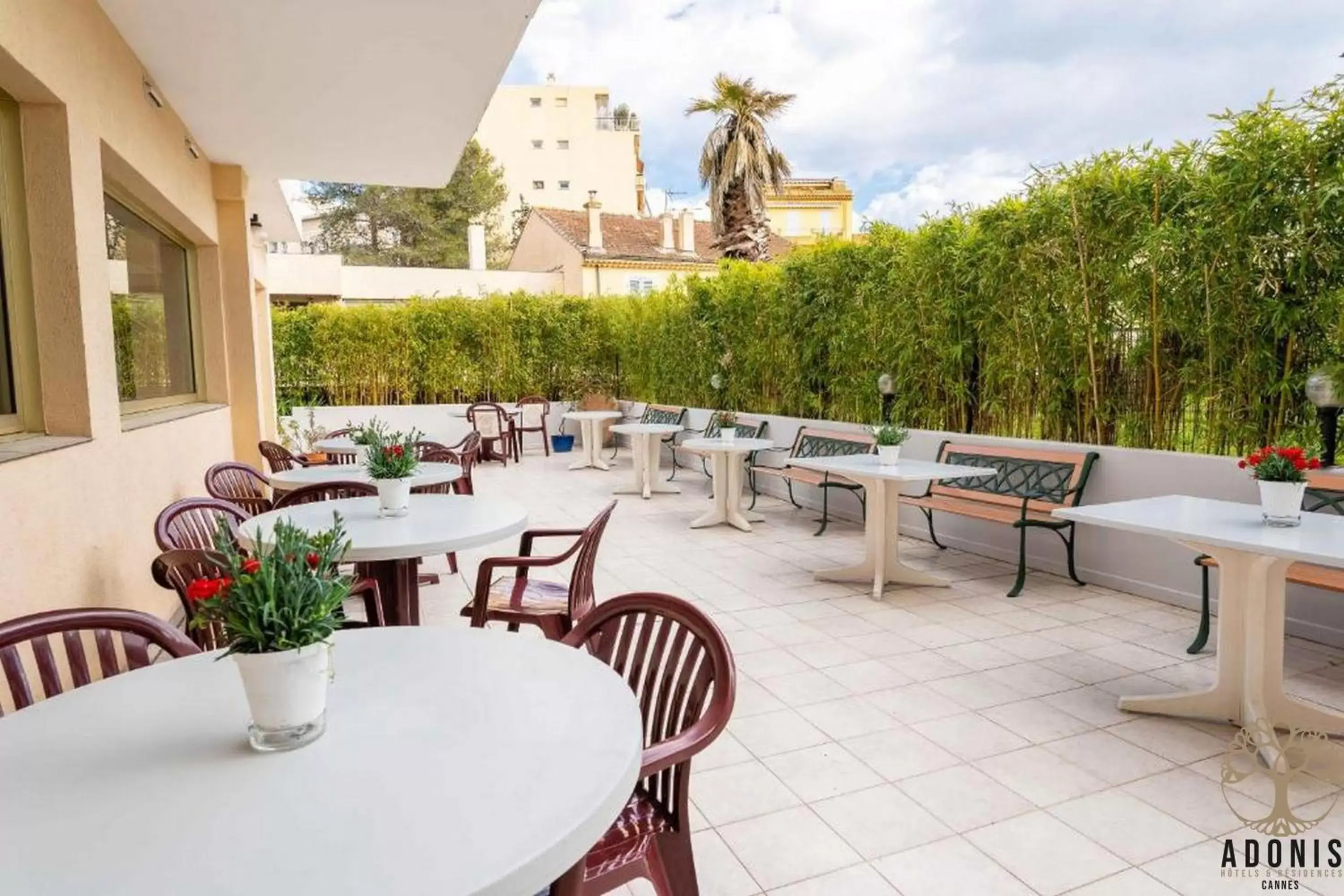 Patio, Restaurant/Places to Eat in Adonis Cannes - Hôtel Thomas