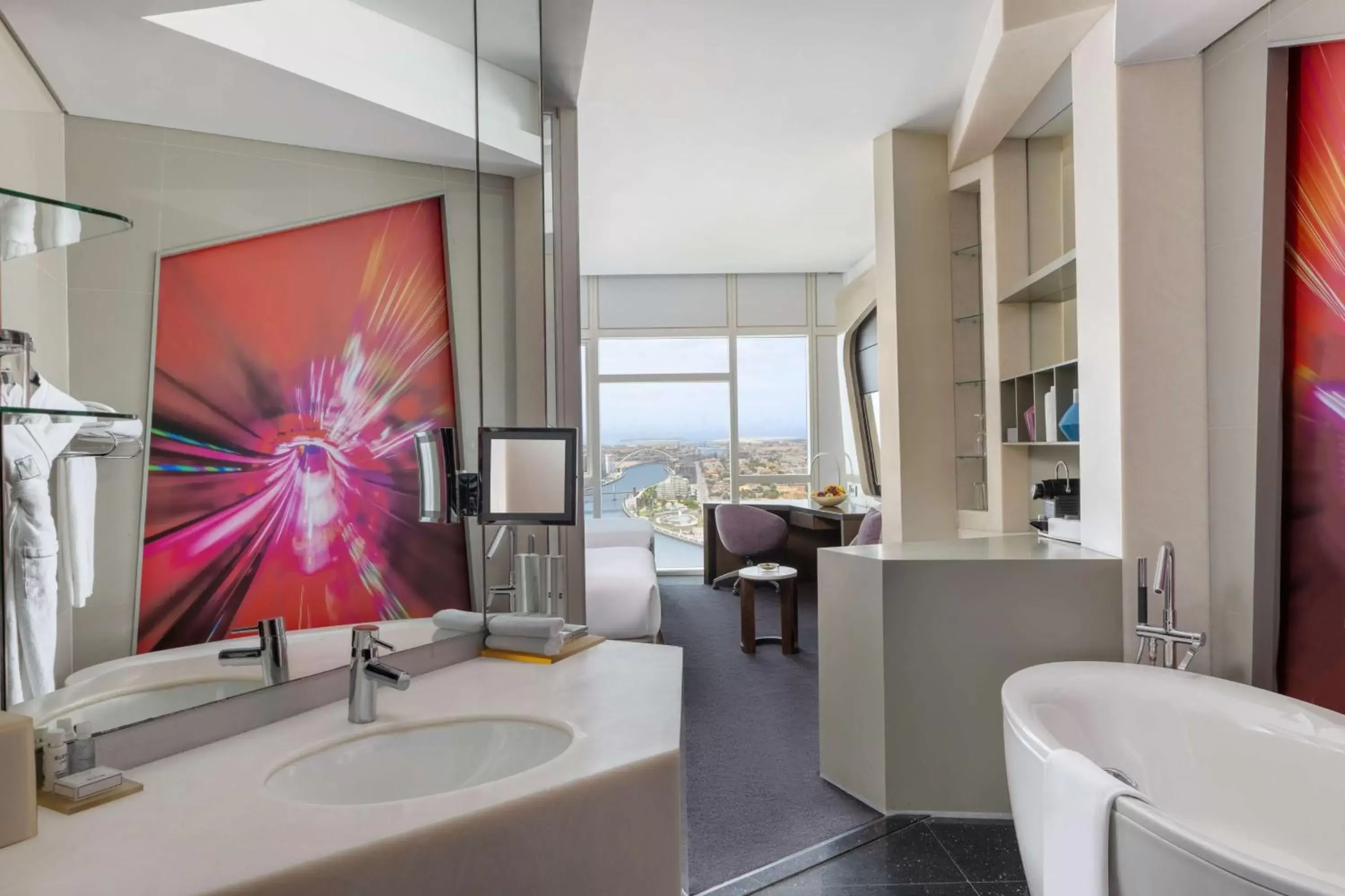 Bedroom, Bathroom in V Hotel Dubai, Curio Collection by Hilton
