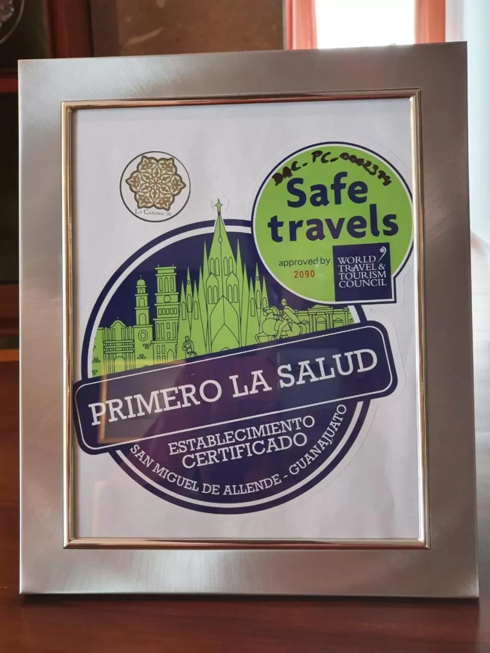 Certificate/Award in Hotel La Casona 30