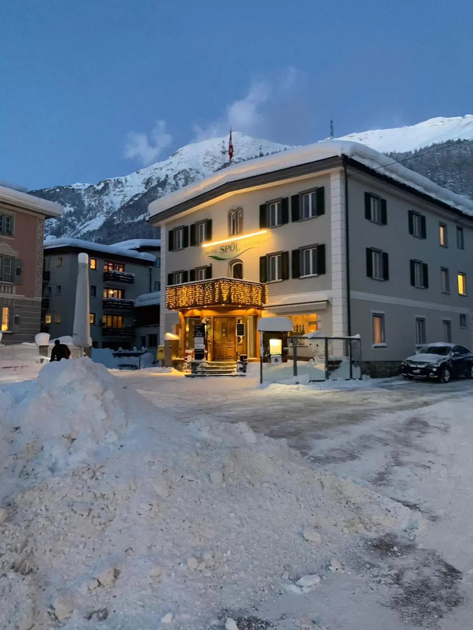 Natural landscape, Winter in Hotel Spöl Restaurant