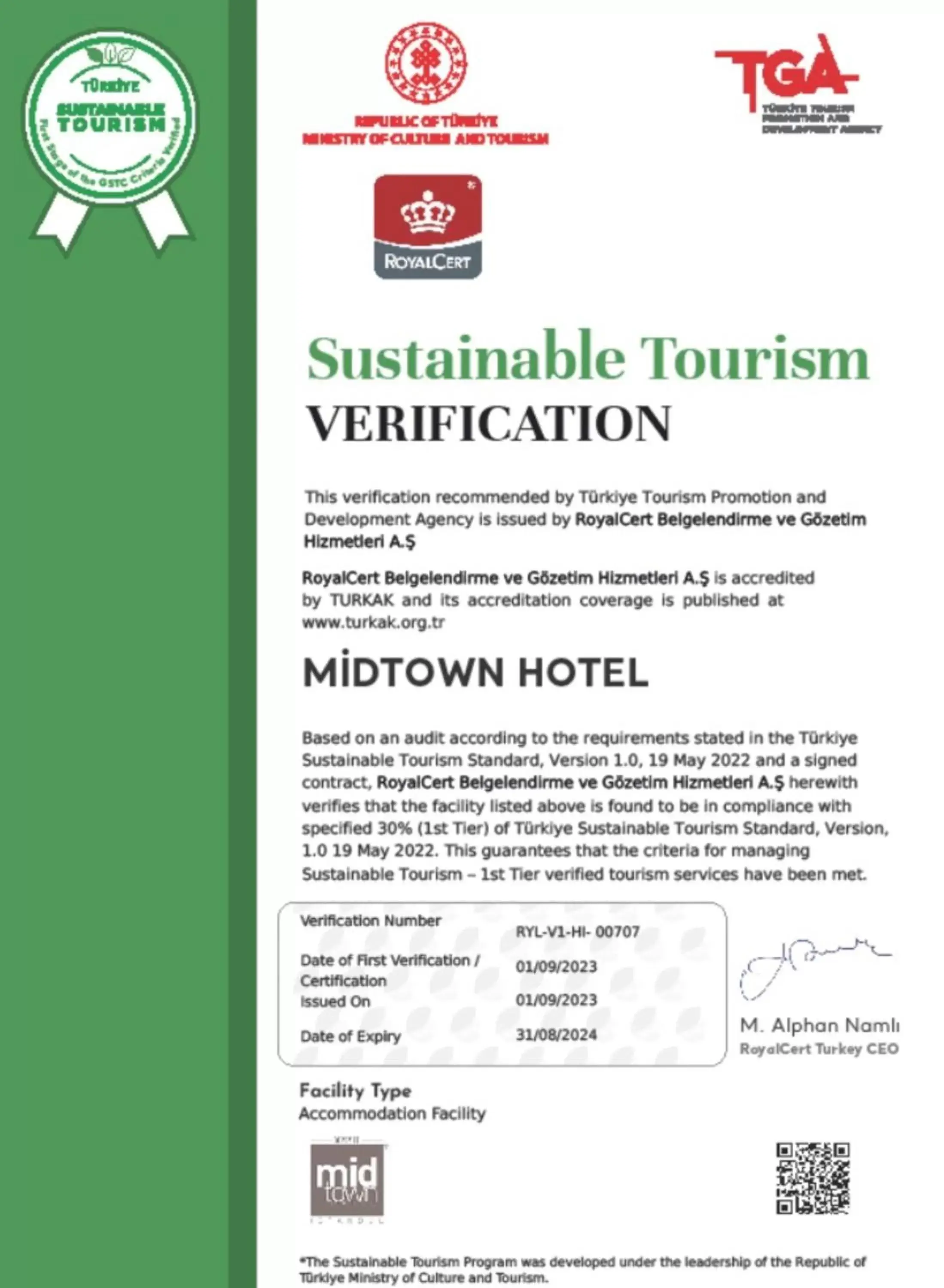 Certificate/Award in Midtown Hotel